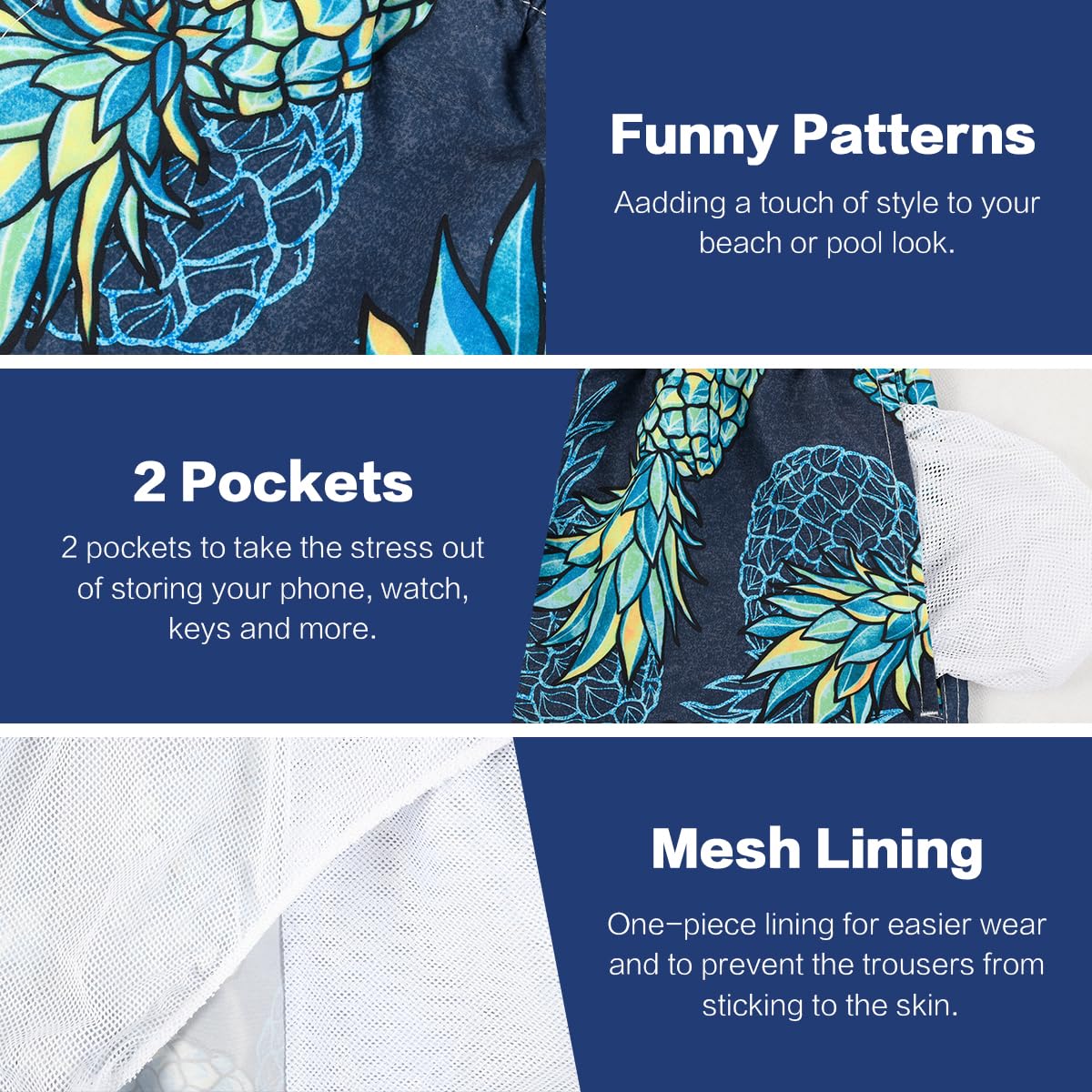 **Men's Quick Dry Swim Trunks with Mesh Lining & Pockets - Funny Beach Shorts for Swimming, Surfing, and Summer Vacations**