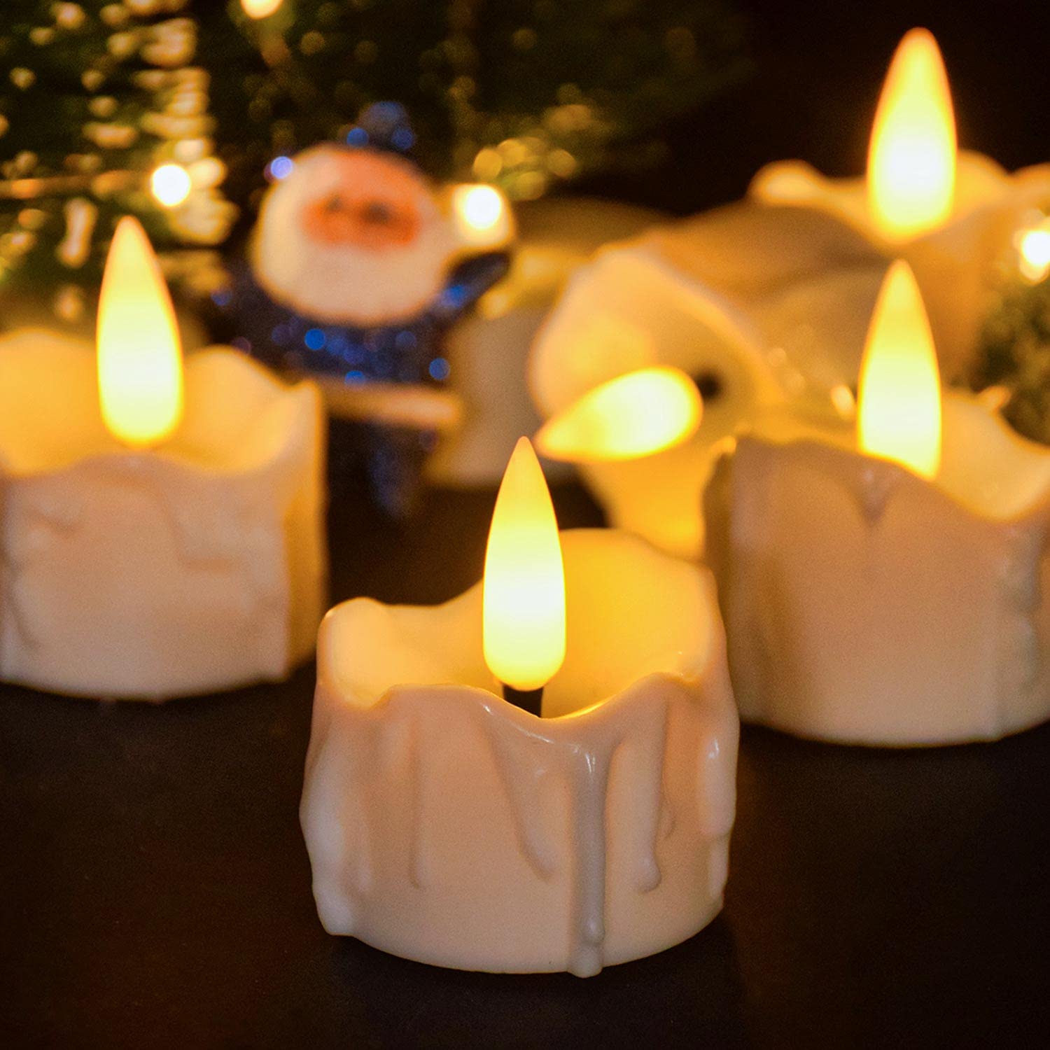 SingTok 12 Pack Battery Operated LED Tea Lights - Flameless Flickering Timer Candles for Christmas, Halloween, Pumpkin Decor - Perfect for Centerpieces, Weddings, Parties & Home Ambiance