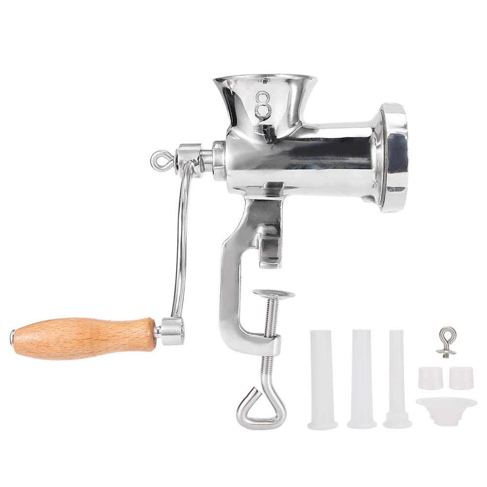 Stainless Steel Hand Crank Manual Meat Grinder - Heavy Duty Sausage Maker & Food Mincer for Beef, Pork, Vegetables, Fruits - Perfect for Home Kitchen, Camping & Outdoor Cooking