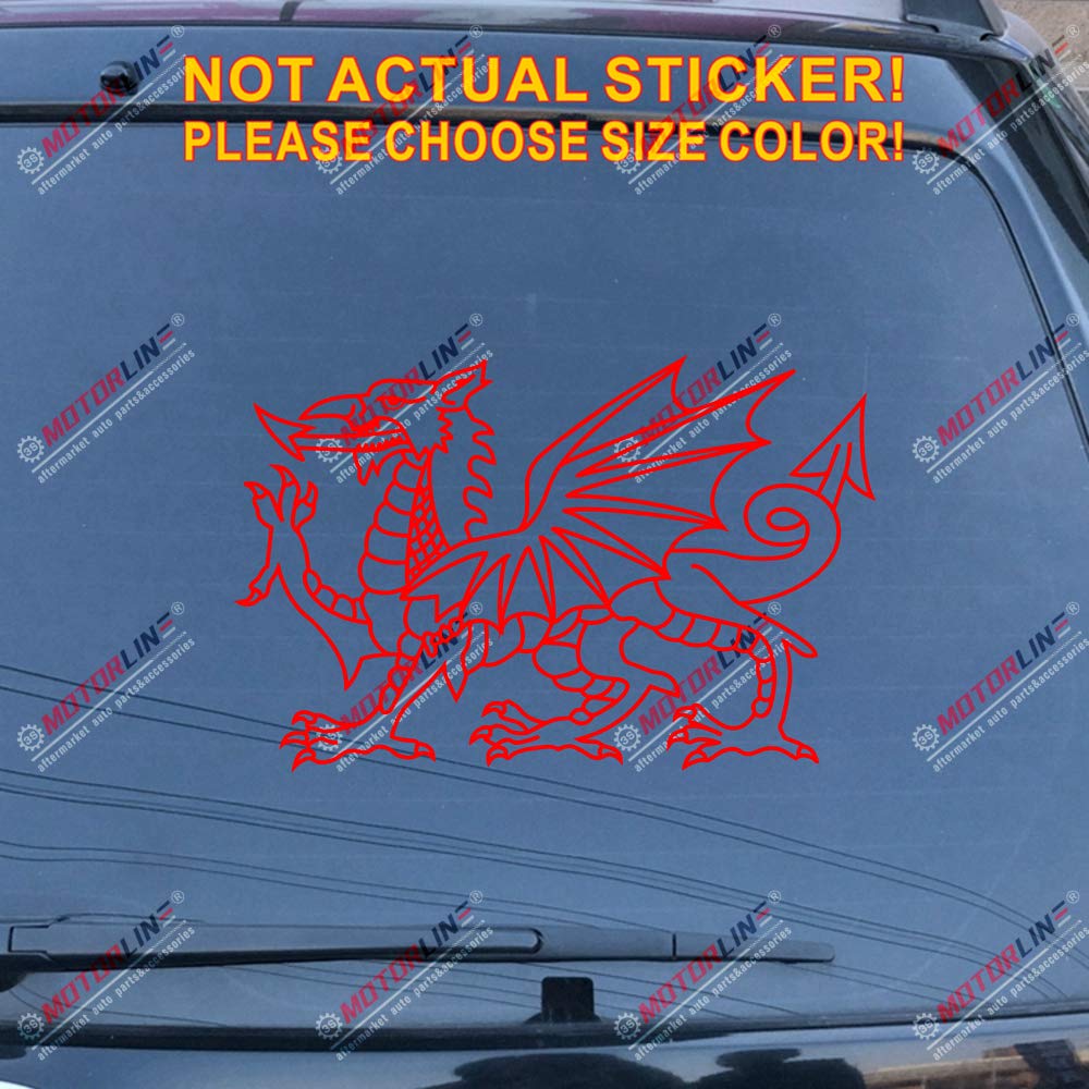 Wales Red Dragon Welsh Y Ddraig Goch Vinyl Car Decal Sticker - 12 Inch (30.5cm) Die Cut for Windows, Bumpers & Laptops - Show Your Welsh Pride