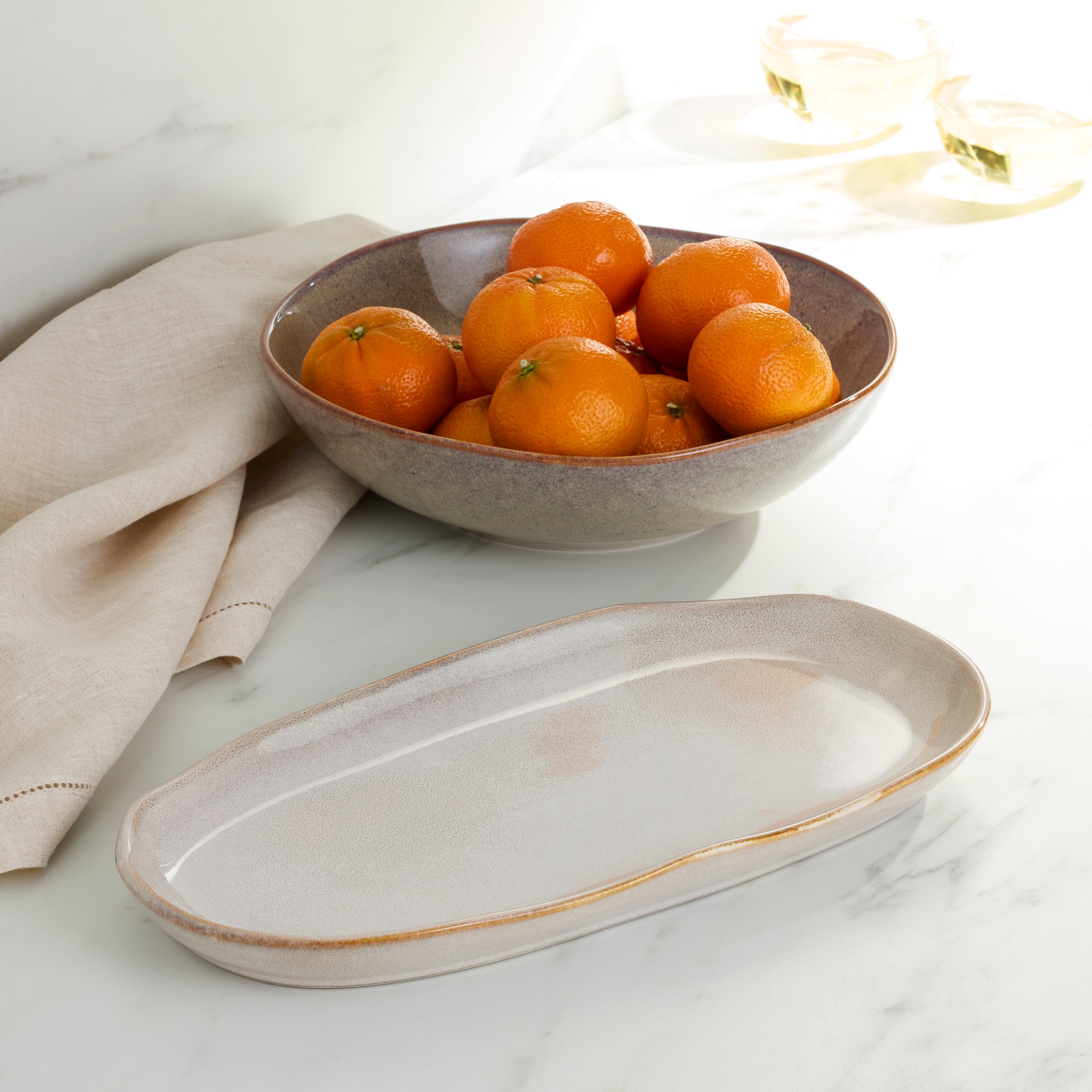 Organic Oatmeal 2-Piece Serving Set - Eco-Friendly Tableware for Breakfast, Brunch & Casual Dining