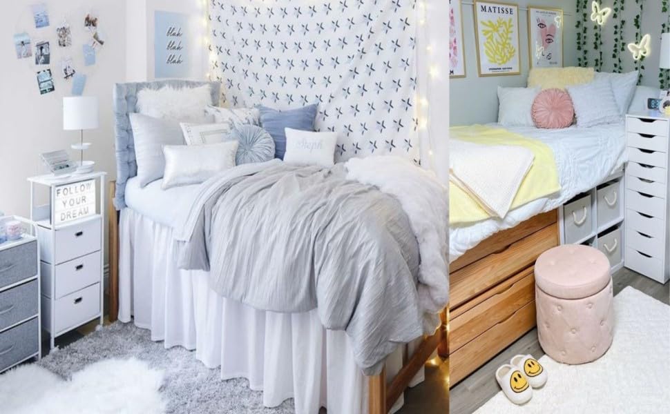 Twin XL Bed Skirt for College Dorm - 36 Inch Drop Dust Ruffle, Extra Long Dorm Room Bed Skirt (White) - Perfect for Twin XL College Beds & Dorm Room Decor