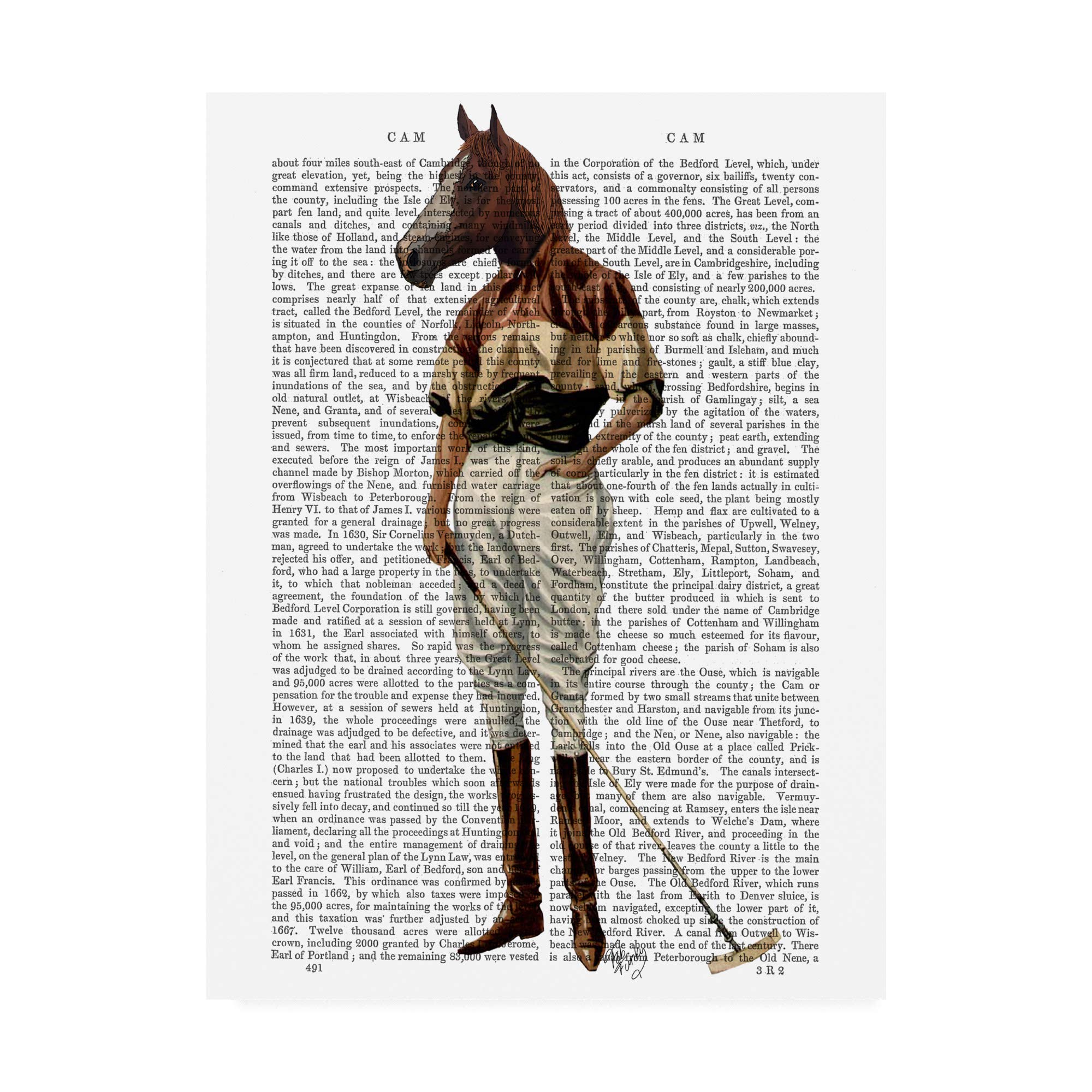 Trademark Fine Art 35x47 Polo Horse Print by Fab Funky - Elegant Equestrian Wall Decor for Living Room, Office & Game Room