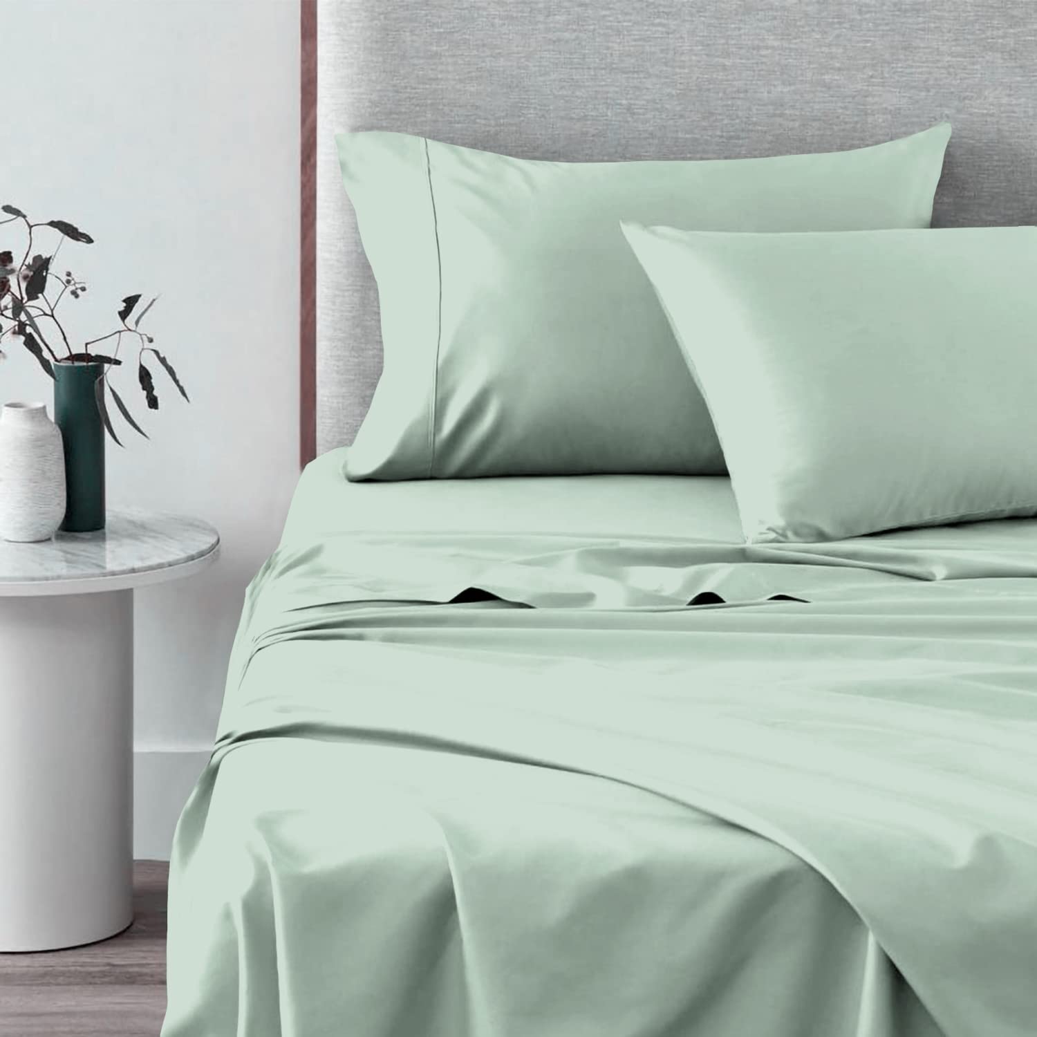 600 Thread Count 100% Long Staple Cotton Queen Size Sheet Set - Ultra Soft Cool Sateen Bedding with Deep Pockets (Fits Up to 15