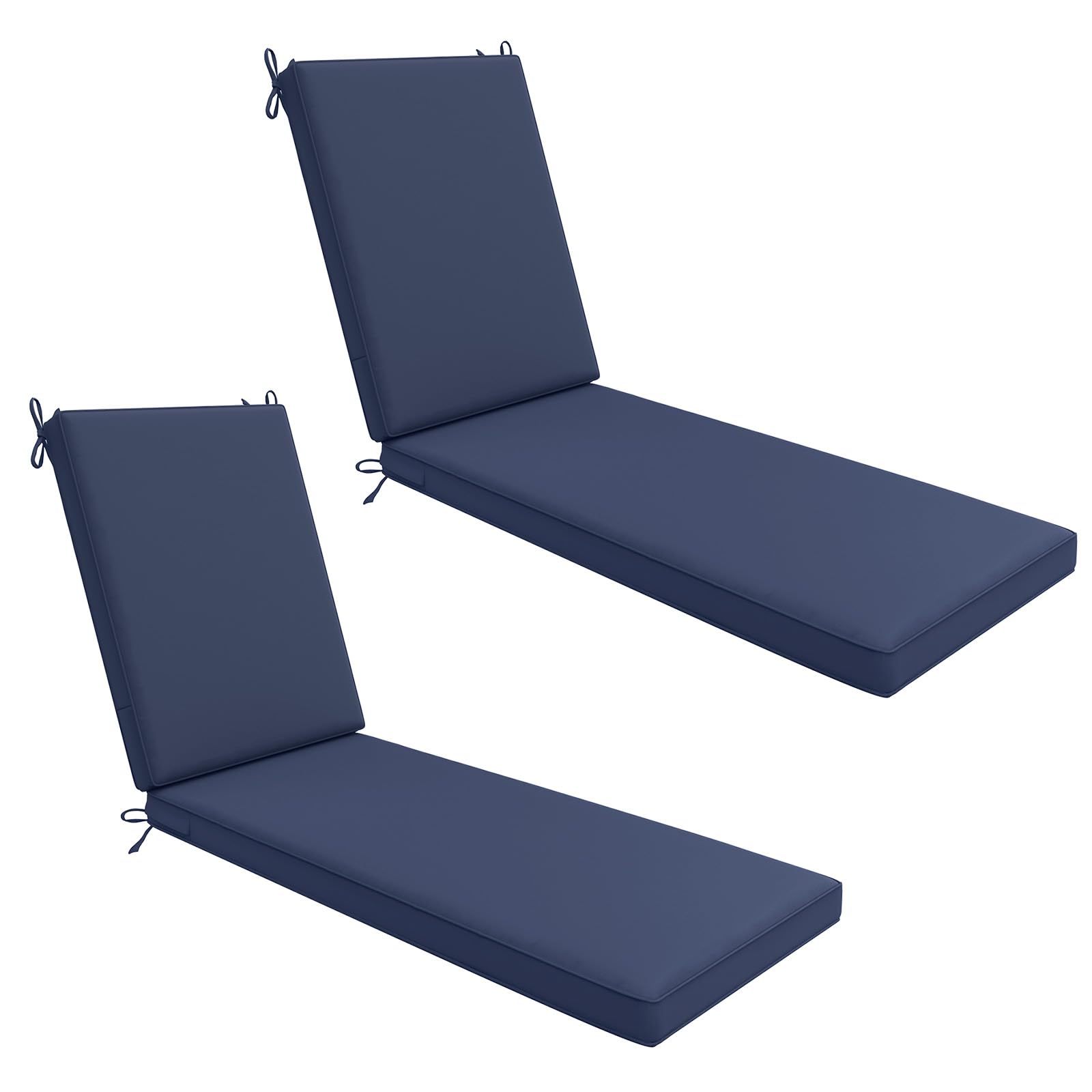 Waterproof Outdoor Chaise Lounge Cushions Set of 2 - Fade Resistant Patio Furniture Replacement Covers 72