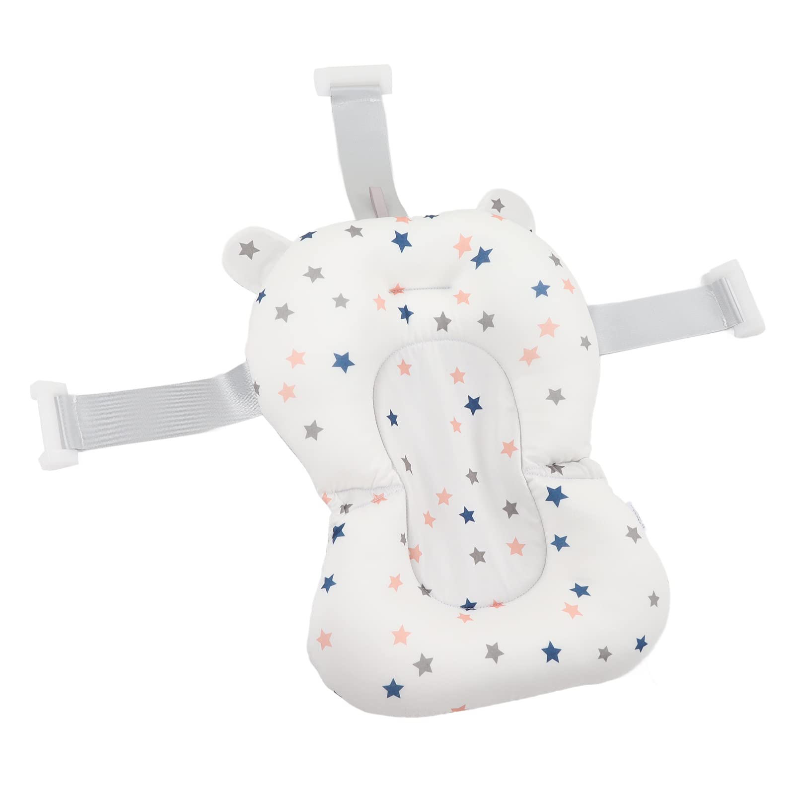 **Baby Bath Seat Cushion - Safe Floating Foldable Newborn Bathtub Mat & Pad for Infant Bath Time Support (White Stars) - Perfect for Newborns, Toddlers & Baby Shower Gifts**