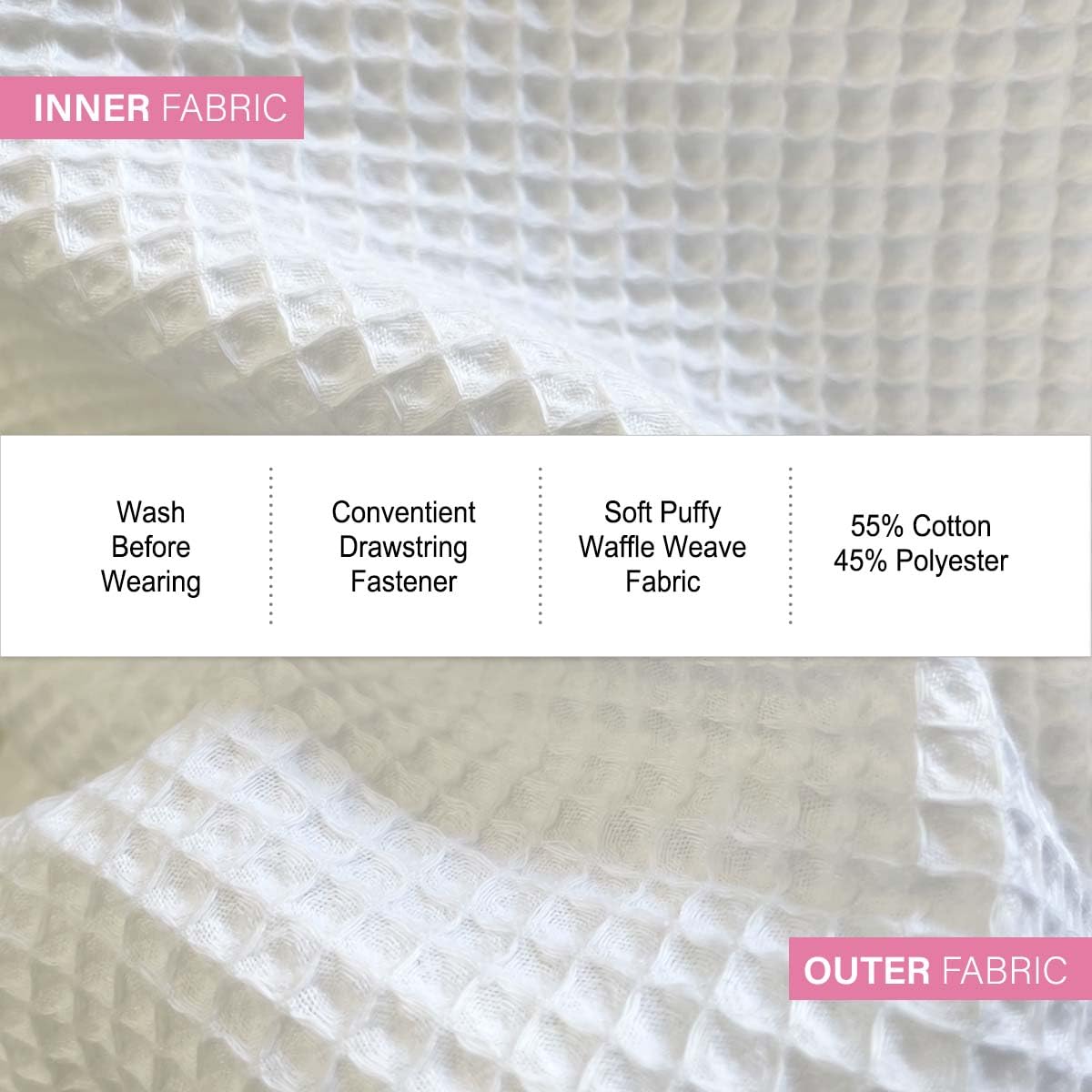 APPEARUS Women's Spa Wrap - Lightweight Waffle Weave Bathrobe with Adjustable Drawstring for Shower, Spa & Relaxation at Home | Soft Terry Cloth Robe for Post-Bath Comfort