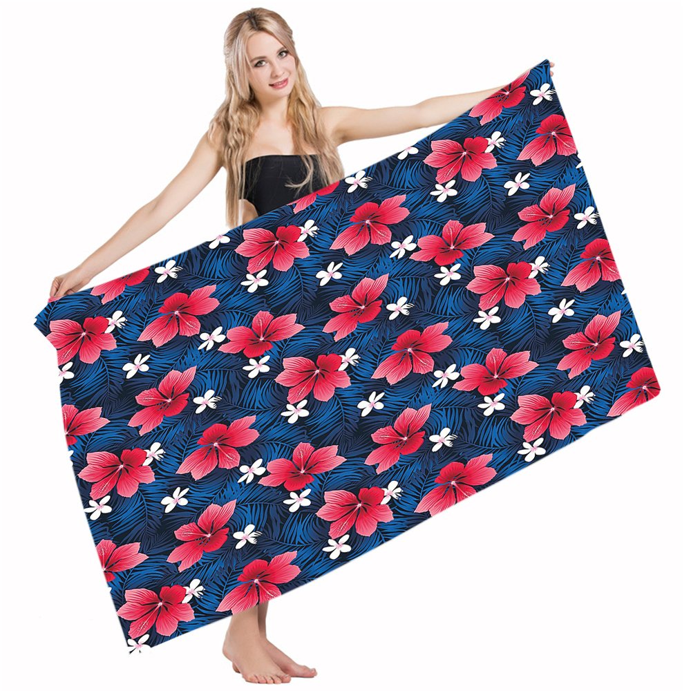 Premium Quick-Drying Bath & Beach Towel Set - Navy Blush & Indigo Blue Hot Pink Retro 80s Style - 32x64 Inch Cotton Polyester for Bathroom, Pool, Gym, Yoga & Travel - Soft Absorbent Towels for Adults & Kids