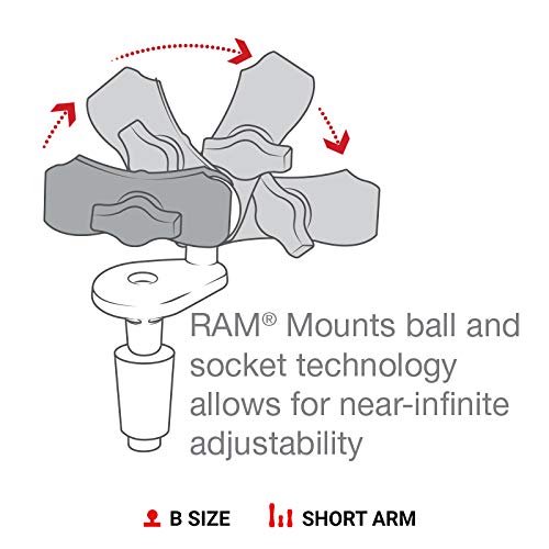RAM RAM-B-176-A-UN10U UNPKD STEM MOUNT SHORT ARM & X-GRIP - Reliable Mount for Bicycles and Motorcycles, Ensuring Stability on Rides