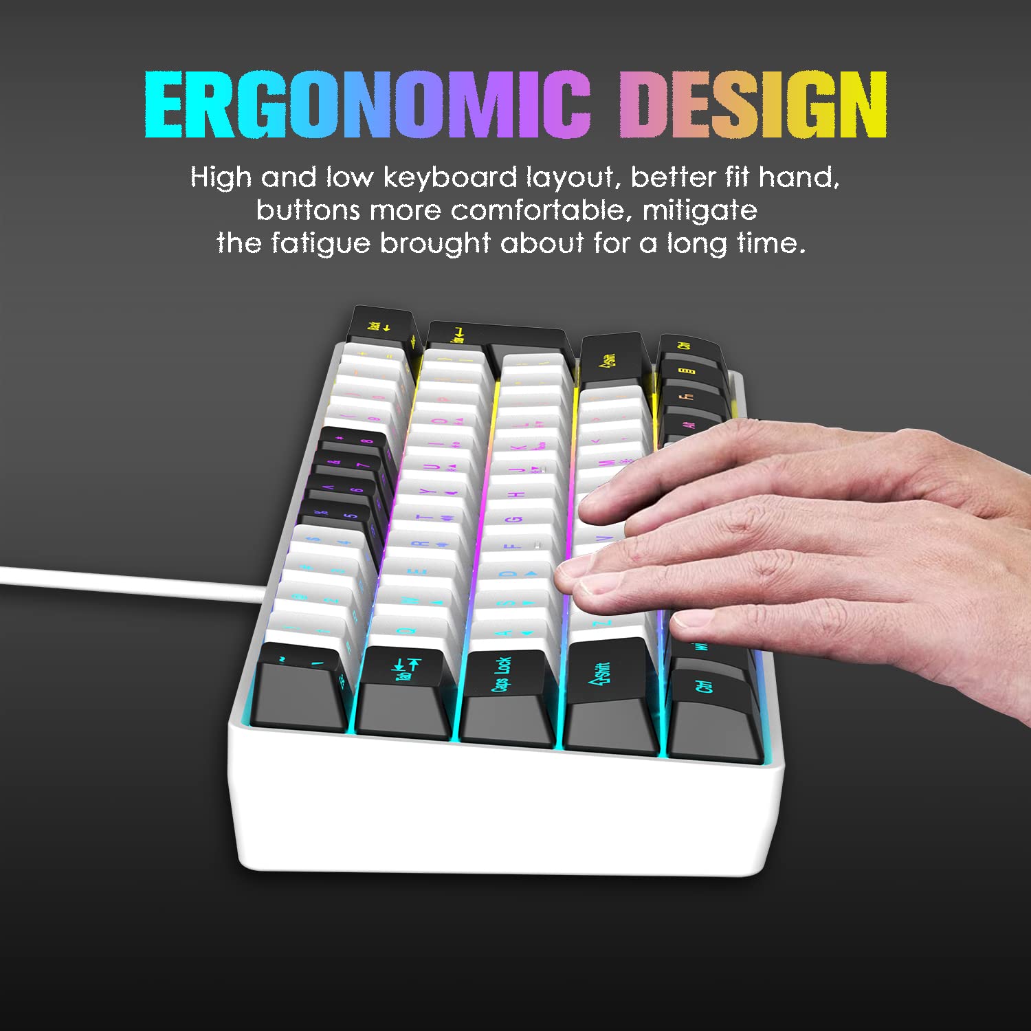 60% Mechanical Feel Gaming Keyboard and Mouse Combo with RGB Backlit, Wired USB for PC, Mac, PS4 - Includes Mouse Pad (White) - Perfect for Competitive Gaming, Office Work, and Home Entertainment