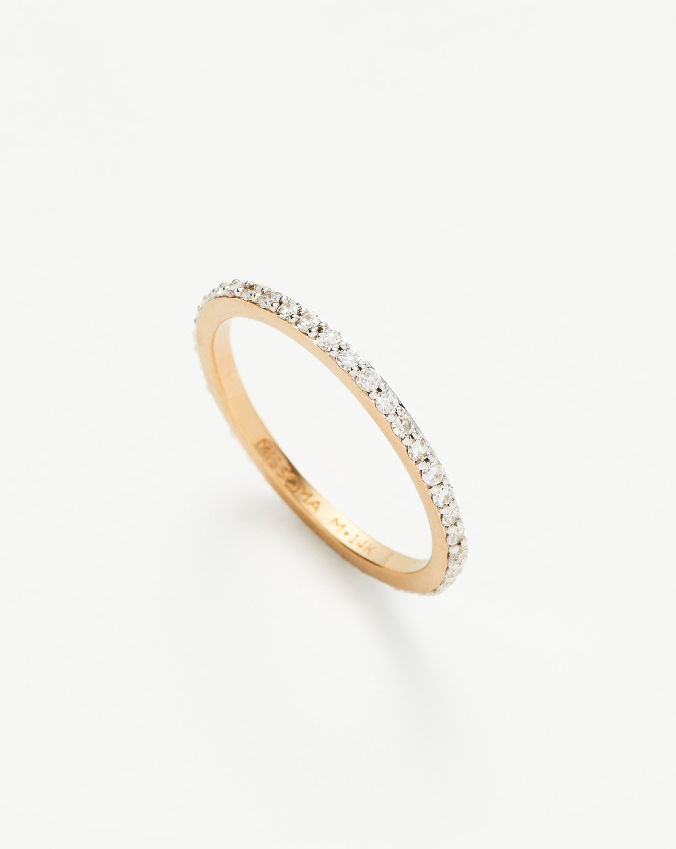 14K Solid Gold Half Eternity Diamond Ring for Women - Dainty & Elegant Wedding Band, Anniversary Gift, Stackable Ring for Everyday Wear
