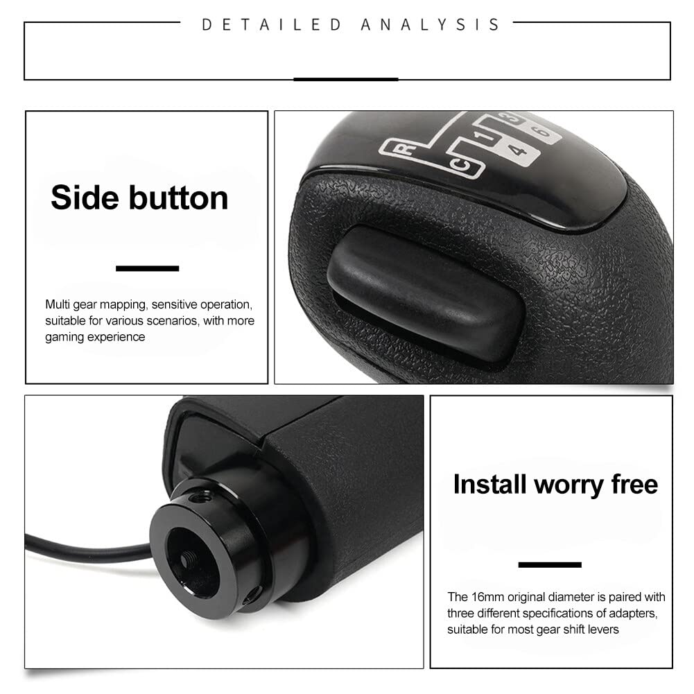 LSGGTIM USB Gear Shift Knob - Compatible with Logitech G29 G27 G25, Thrustmaster TH8A | PC Racing Shifter for Truck Simulator ATS & ETS2 | Perfect for Gaming, Simulation & Racing Enthusiasts