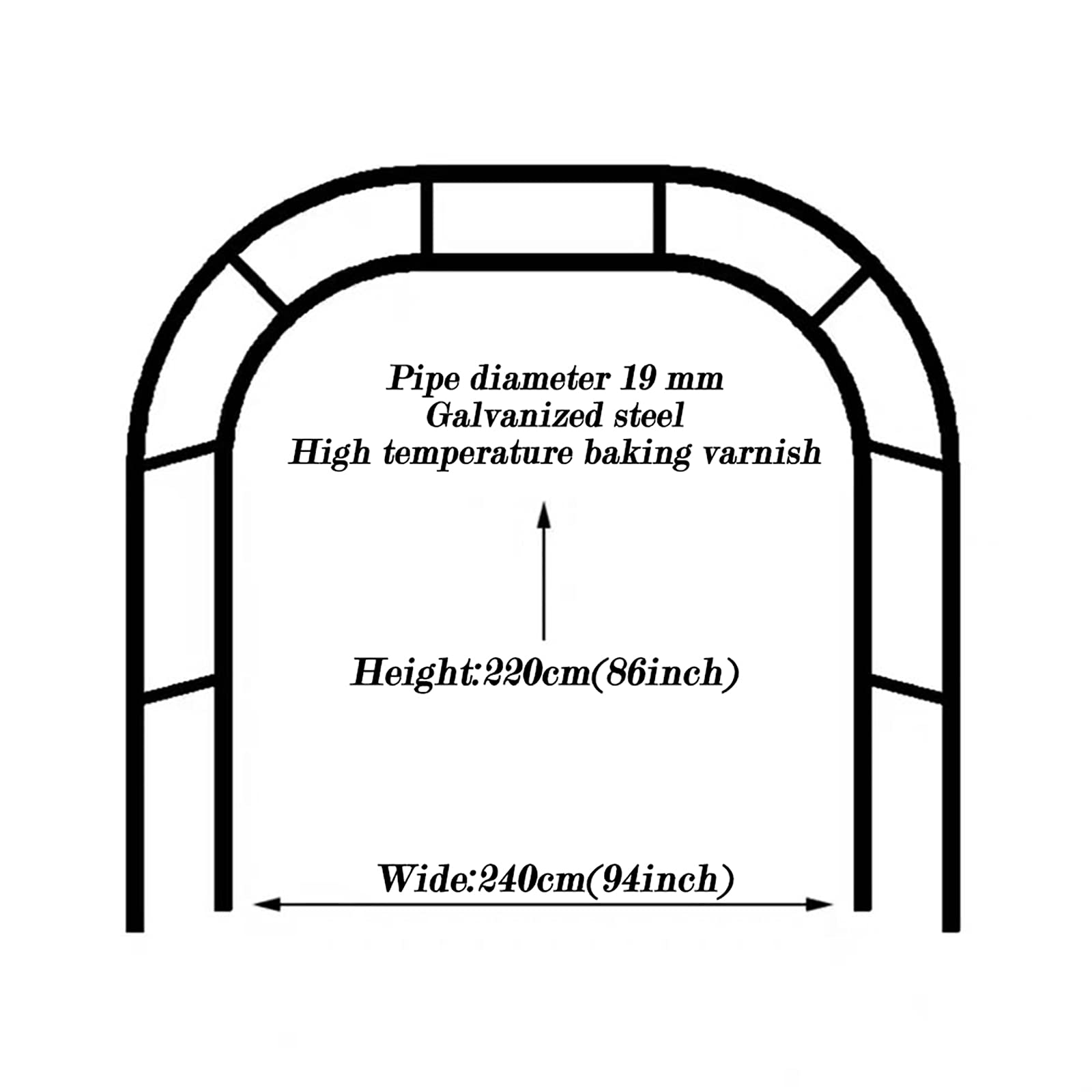 Black Metal Garden Arch Arbor - Sturdy Wedding Arch Stand for Climbing Roses, Vines & Plants - Perfect for Outdoor Weddings, Bridal Parties & Garden Decor