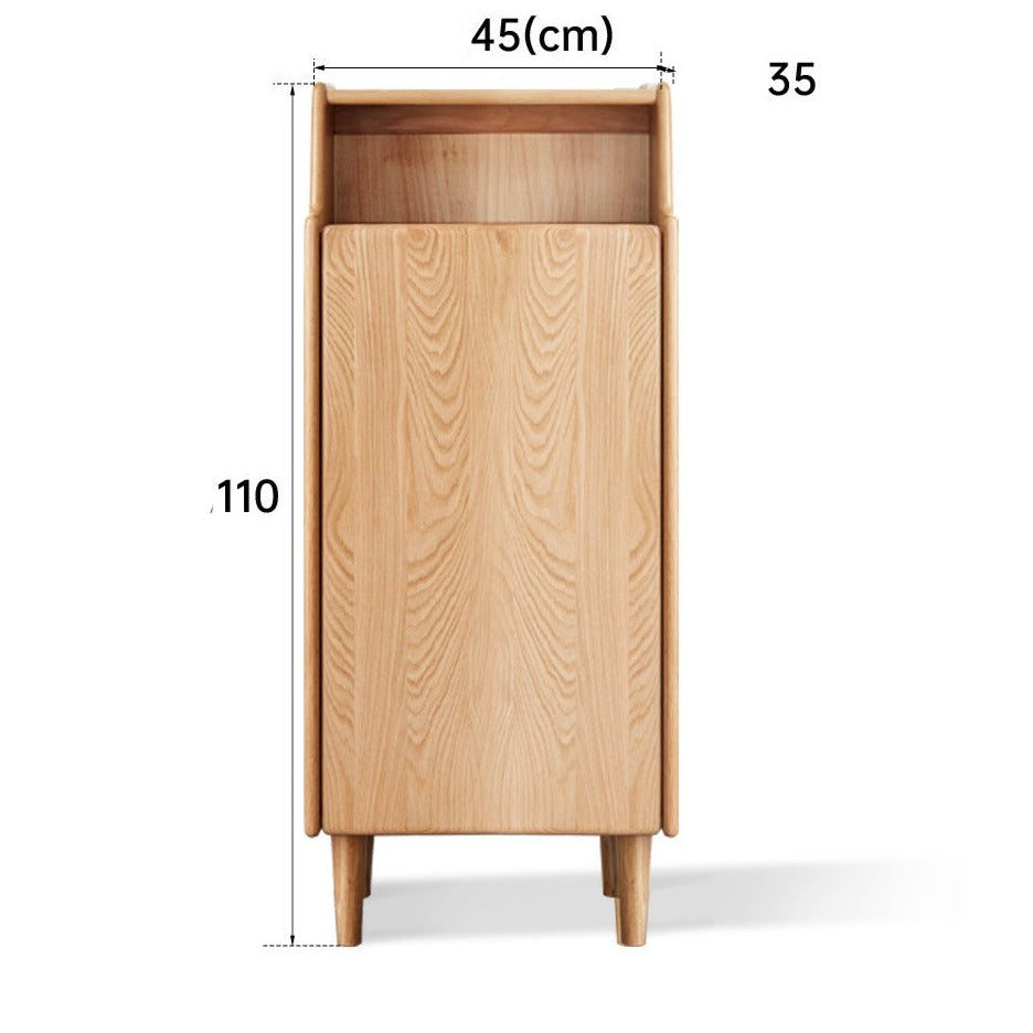 Solid Oak & Black Walnut Shoe Cabinet - Rustic Wood Entryway Storage Organizer for Hallway, Mudroom, or Foyer - Perfect for Small Spaces & Home Organization