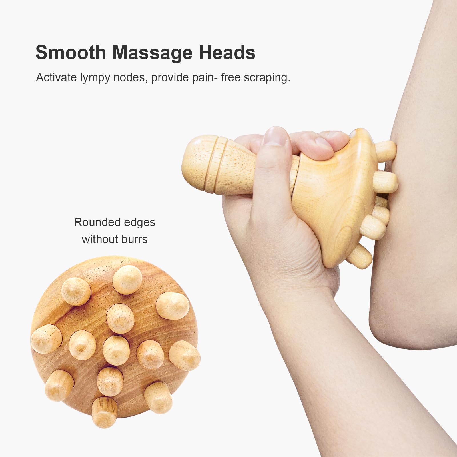 Wood Therapy Massage Tool - Handheld Wooden Lymphatic Drainage Body Sculpting Massager for Muscle Relaxation & Physical Therapy - 5.5 x 4.3 Inch Gua Sha Wooden Scraper - Perfect for Post-Workout Recovery & Spa Treatments