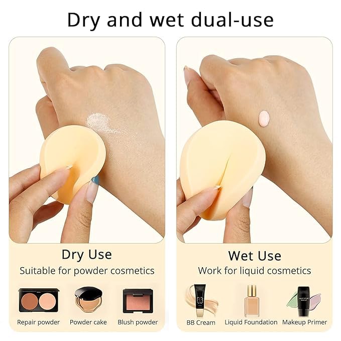 BANIRA Cotton Powder Puff 6Pcs - Makeup Sponge for Foundation & Loose Powder - Perfect for Professional Makeup Application