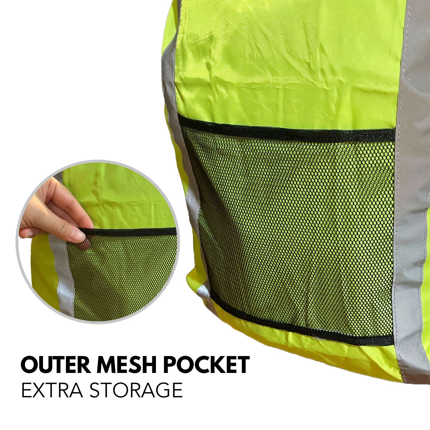 MaximalPower Reflective Waterproof Backpack Cover with Front Mesh Pocket - High Visibility Rain Protection for Cycling, Hiking & Outdoor Activities - Ideal for Commuting, Camping and Bad Weather Conditions