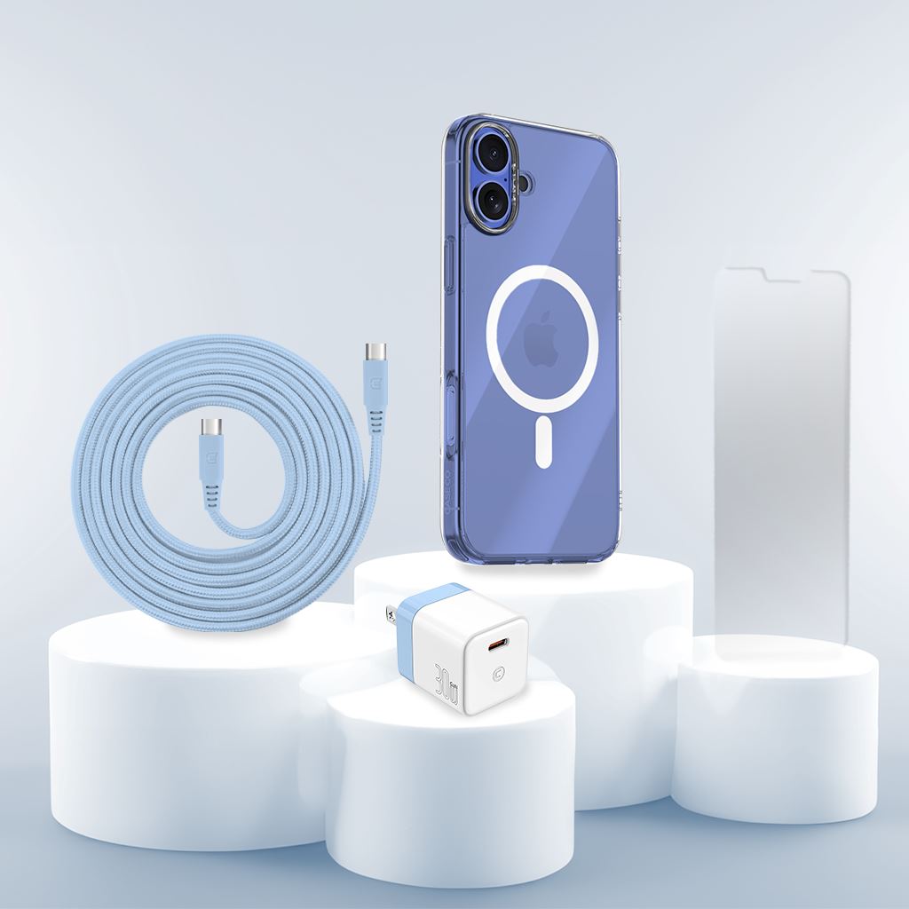 iPhone 16 Case with Fast Charger & HD Screen Protector - 3-in-1 Protective Holiday Gift Set for Travel, Work & Everyday Use
