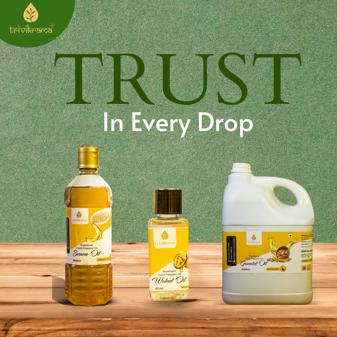 Trivikrama Pure Almond Oil for Hair and Skin – Damage Protection, Non-Sticky Formula for Soft & Shiny Hair | Enriched with Almonds, Keratin Protein & Soya Protein | 50ml | Perfect for Daily Hair Care, Scalp Massage & Skin Moisturizing