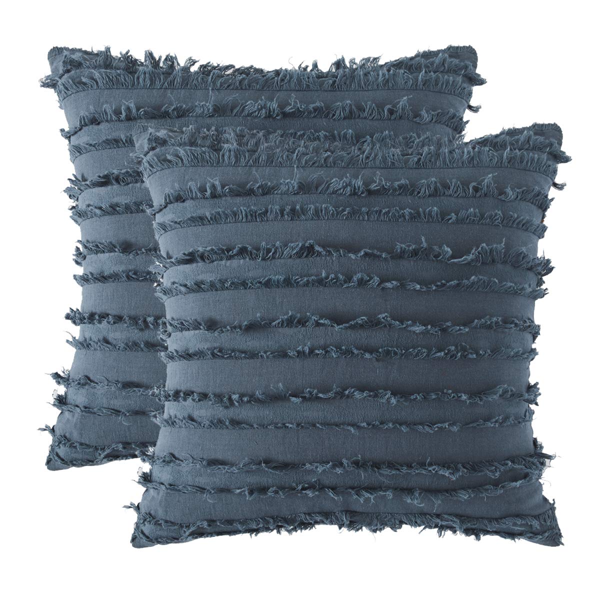 GIGIZAZA 24x24 Decorative Throw Pillow Covers - Grey Blue Square Cotton Couch Pillow Covers for Sofa, Boho Home Decor | Perfect for Living Room, Bedroom & Outdoor Furniture