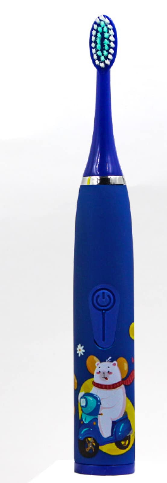 Rechargeable Kids Electric Toothbrush with Soft Bristles - Sonic Toothbrush for Children with 6 Brush Heads & USB Charging (Dark Blue Cartoon Design) - Perfect for Daily Oral Care & Travel