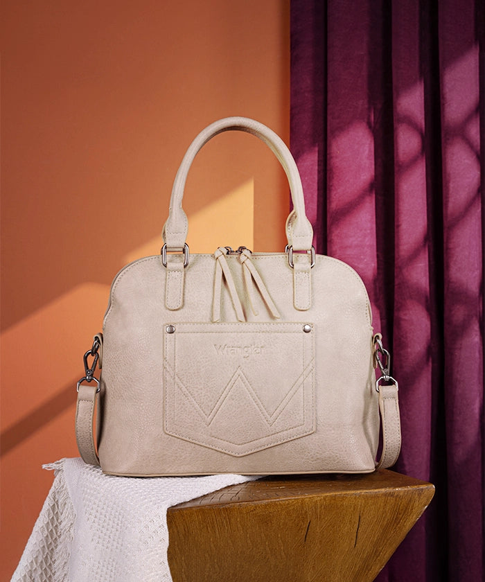 Wrangler Dome Satchel Crossbody Bag for Women & Men - Durable Leather Shoulder Bag - Perfect for Travel, Work & Everyday Use
