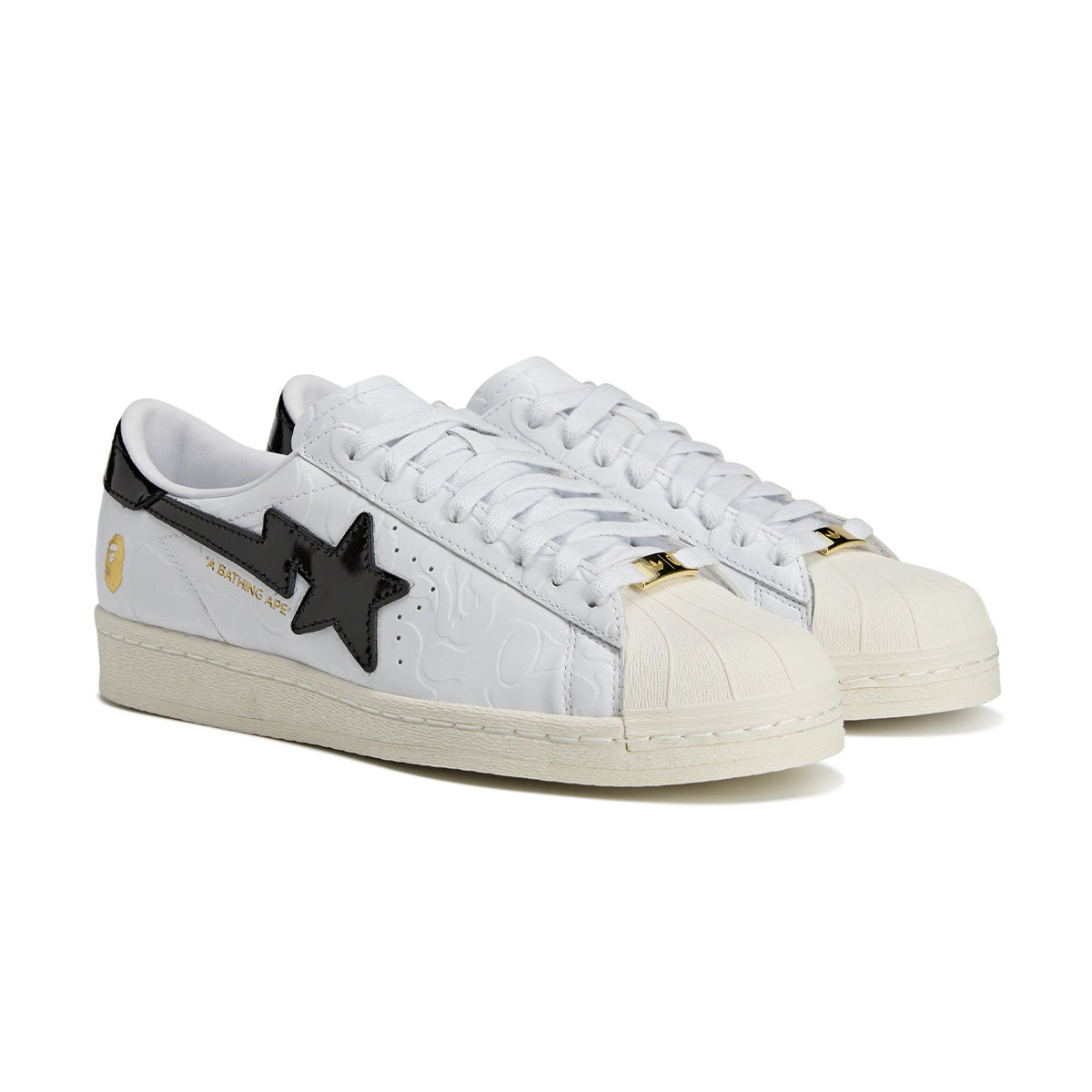 BAPE Superstar Vintage Sneakers - White & Black Retro Style Shoes for Men | Streetwear Fashion & Casual Wear