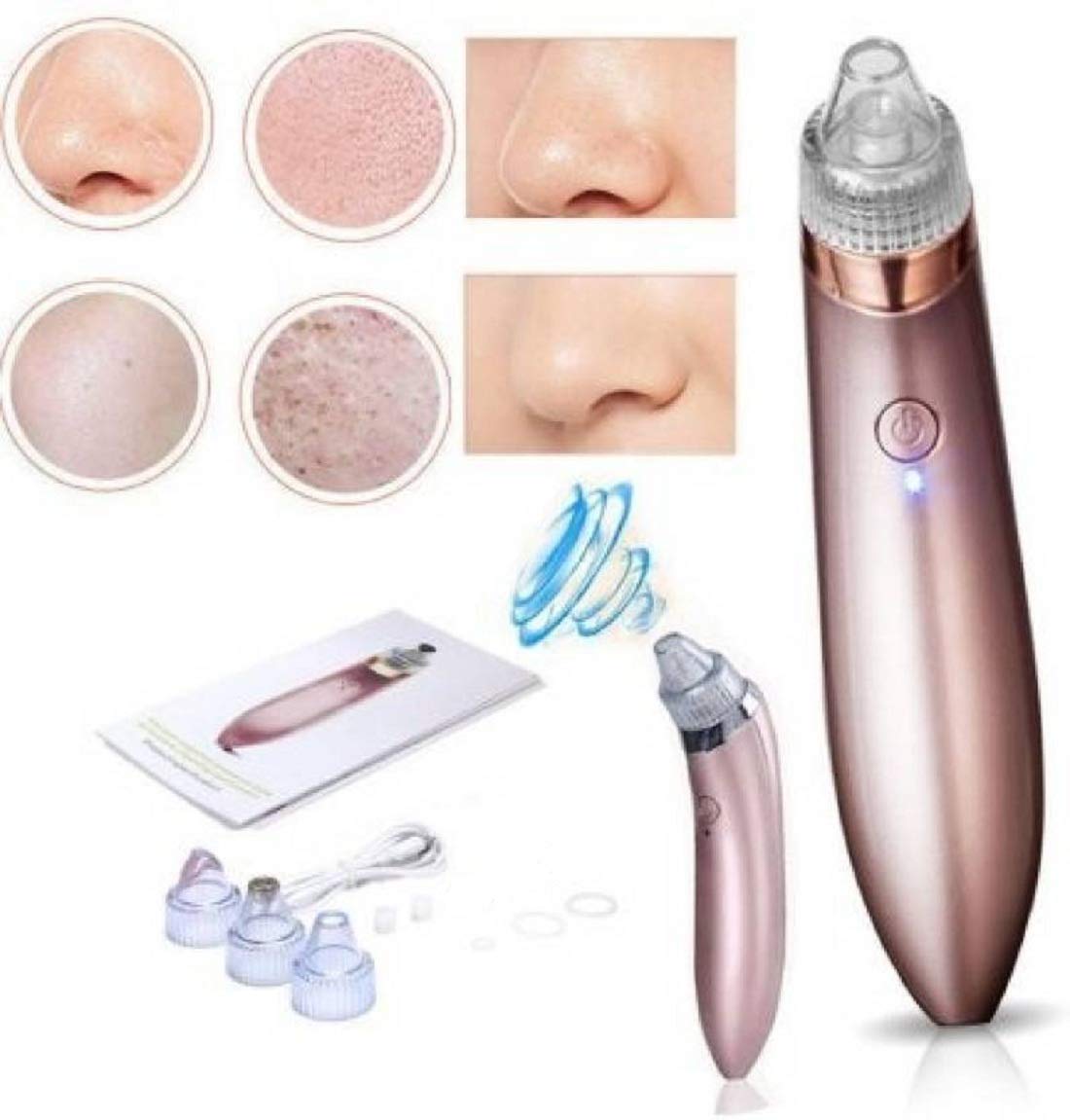 KanakMall 3-Level USB Charging T-Zone Pore Cleanser - Blackhead & Acne Removal Tool for Face & Nose - Perfect for Daily Skincare & Spa Treatments