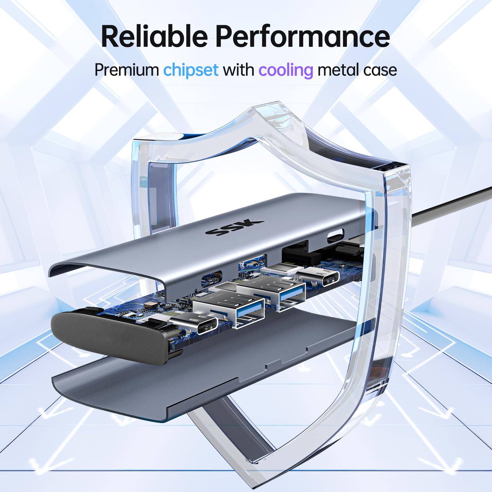 SSK USB C Hub 4-in-1 Adapter 10Gbps for MacBook/iMac - Home/Office Use