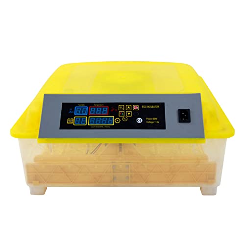 56-Egg Fully Automatic Poultry Incubator - Mini Lightweight Egg Hatcher with Yellow & Transparent Design for Chicken, Duck, Quail Eggs - Perfect for Home Farms, Backyard Poultry Breeding & Classroom Science Projects