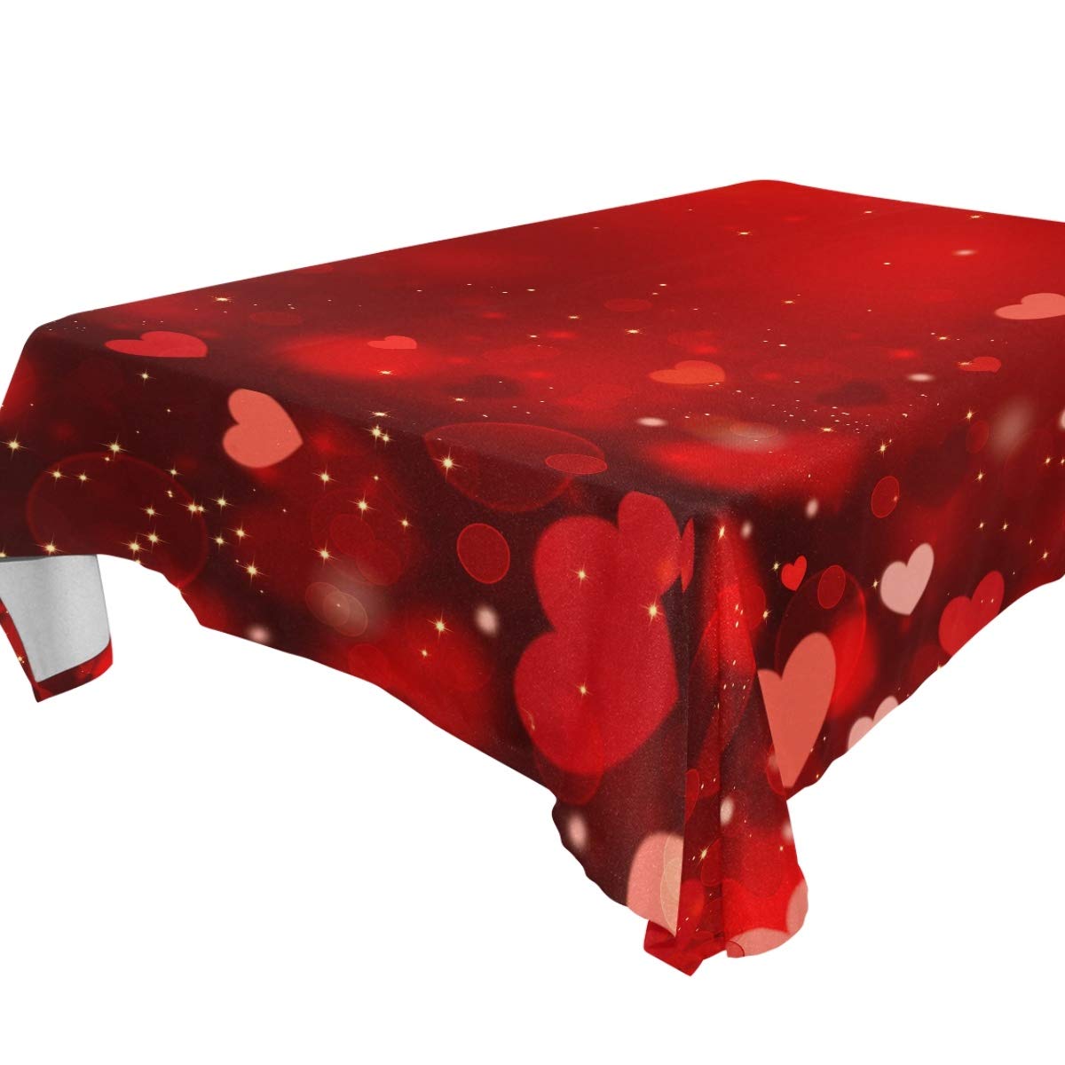 Romantic Valentine's Day Heart Print Tablecloth 54x72 Inches - Waterproof Rectangle Table Cover for Wedding, Party, Dining Room, Outdoor Picnic & Special Occasions