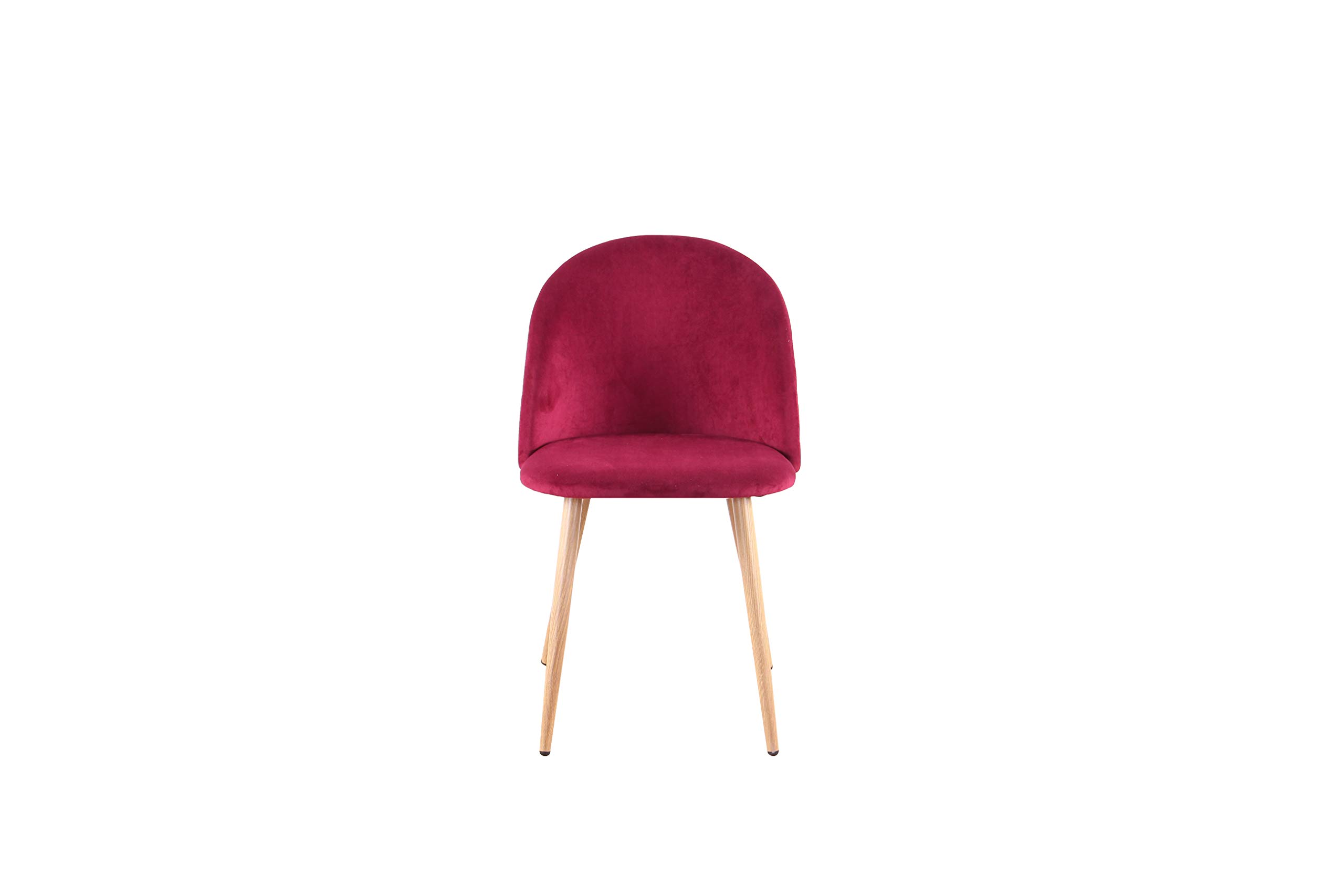 Velvet Dining Chairs Set of 2 - Modern Upholstered Leisure Chairs with Sturdy Wooden Legs for Living Room, Dining Room & Home Office - Soft Red Velvet Fabric Accent Chairs for Comfortable Seating