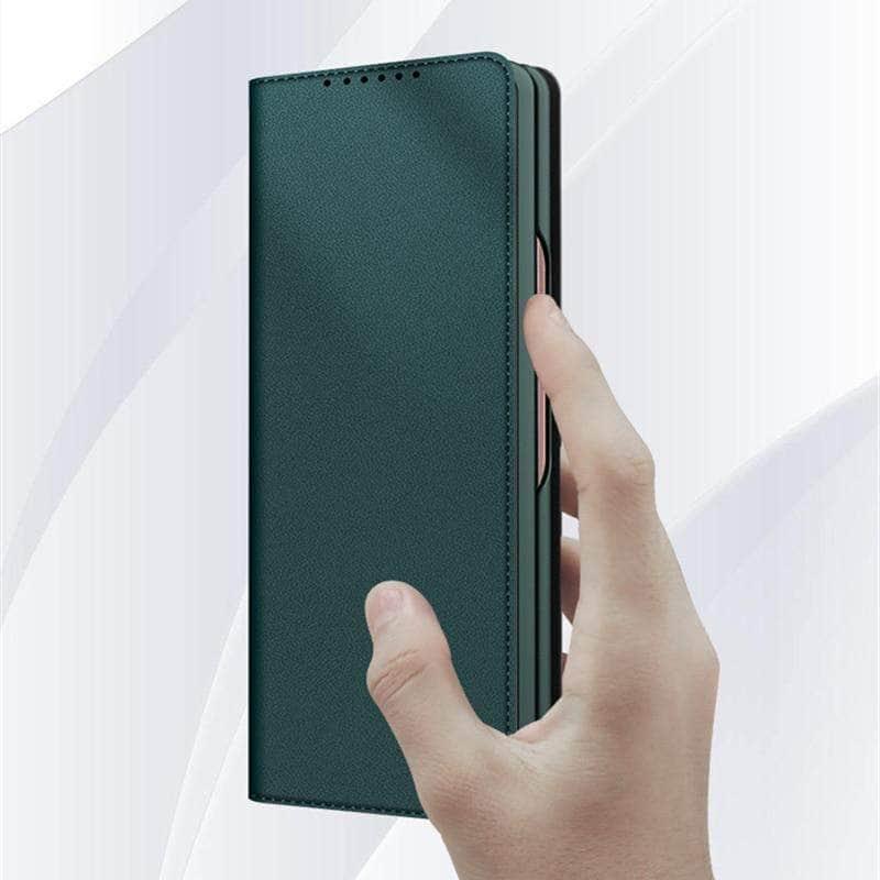 Samsung Galaxy Z Fold 3 5G Magnetic Flip Wallet Case with Card Holder & Stand - Perfect for Business, Travel & Everyday Use