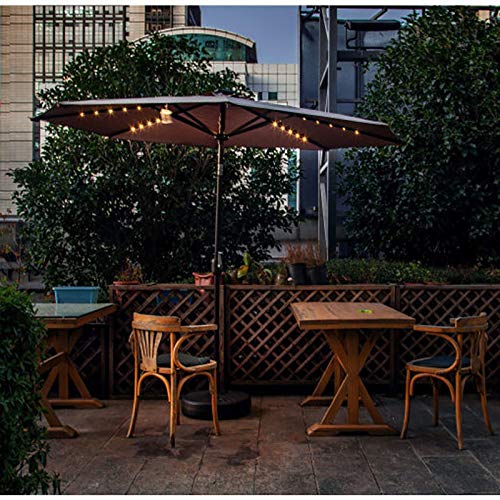 2.7m Octagonal Garden Parasol Umbrella with Tilt & Crank Mechanism - Solar LED Patio Umbrella for Outdoor, Beach, Poolside & Backyard Relaxation