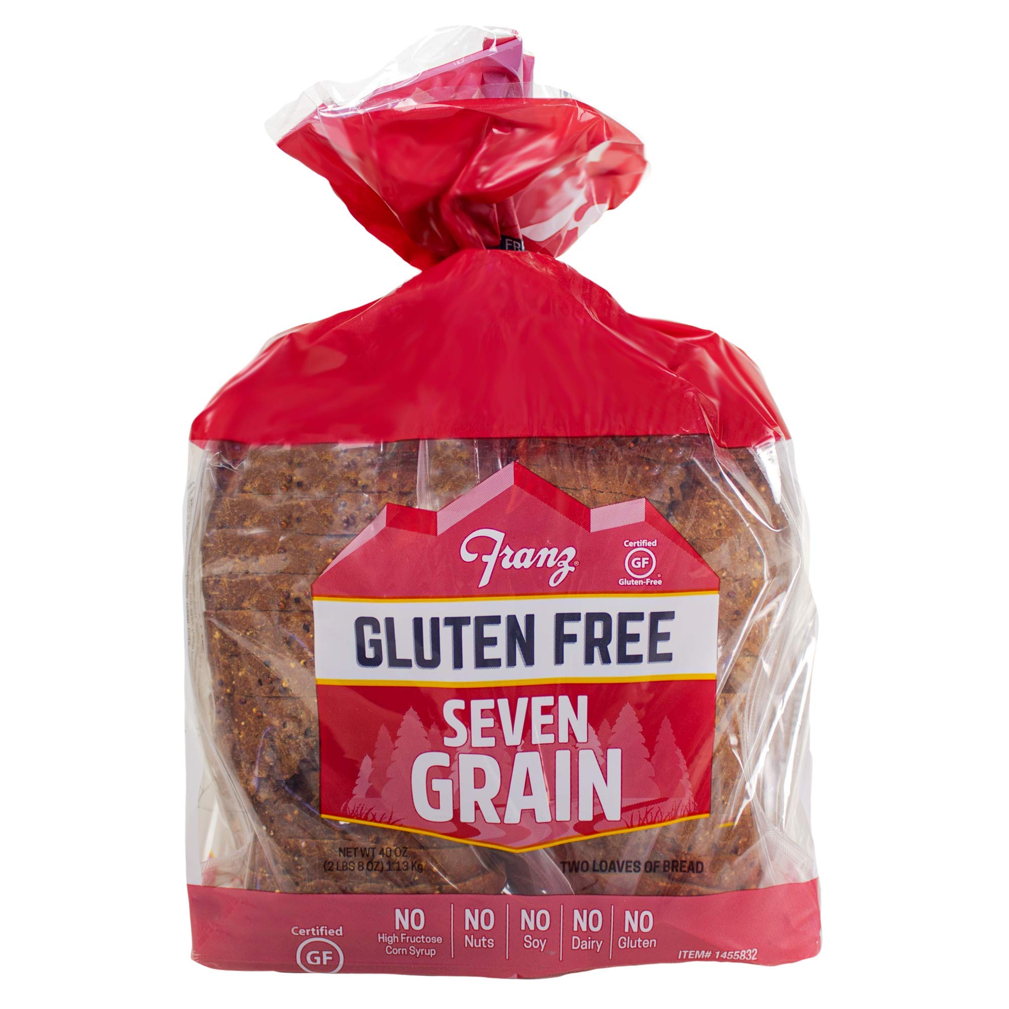 Franz Bakery Gluten Free Seven Grain Bread - 2 Pack (2 x 1lb 4oz) | Healthy Whole Grain Sandwich Bread for Breakfast, Lunch & Snacks | Vegan & Allergy-Friendly Option