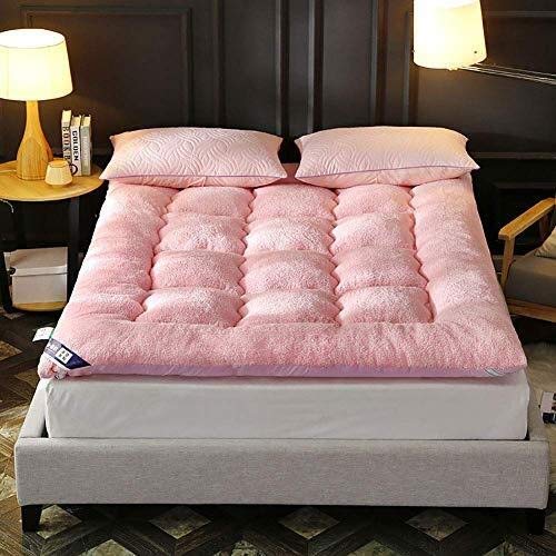 Premium LJ Lambskin Tatami Floor Mattress - Thickened Extra Large Futon Mat (90x200cm, Pink) for Warm Home, Bedroom, Yoga & Meditation Space
