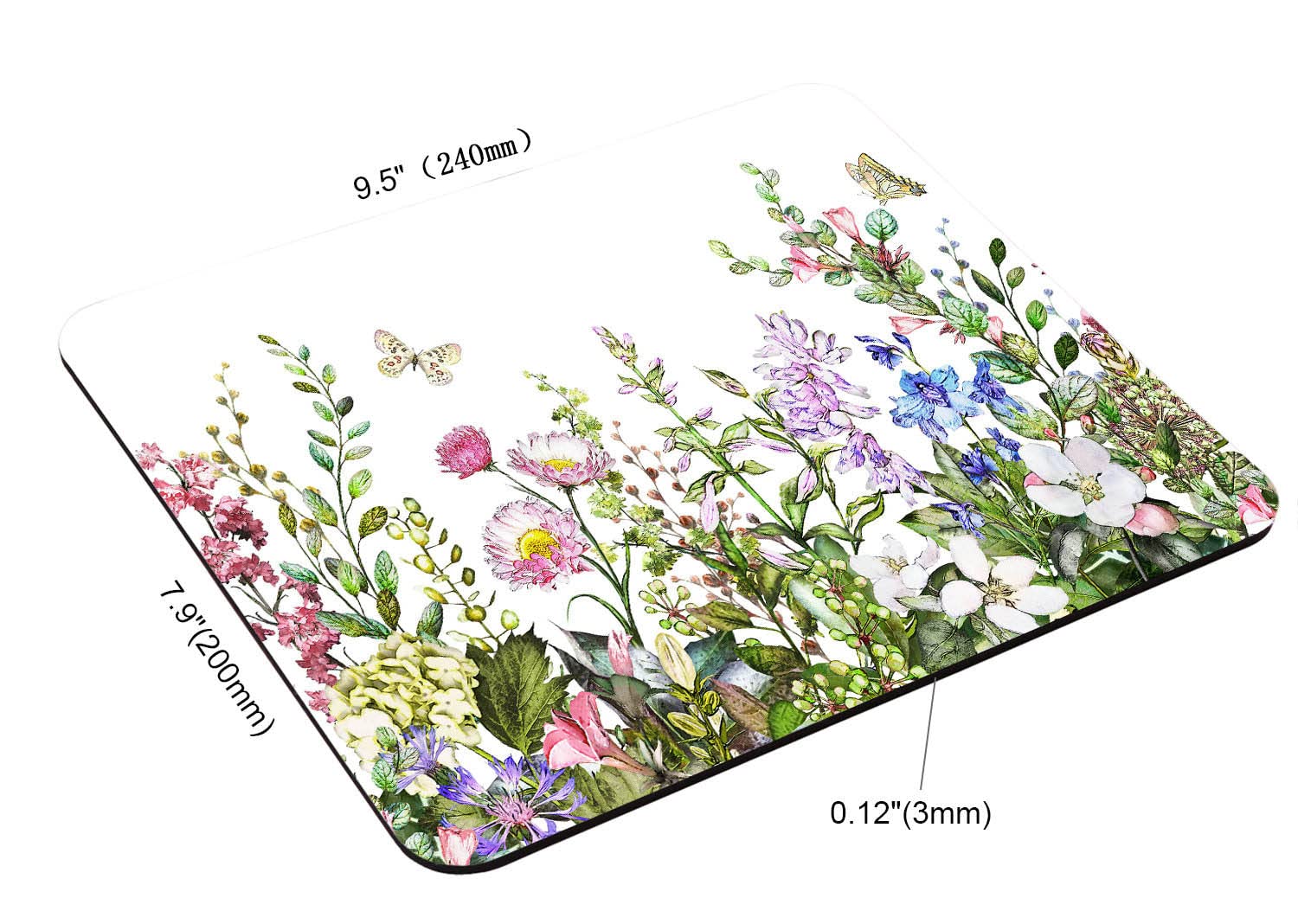 Herbal Floral Border Non-Slip Gaming Mouse Pad - 9.5x7.9 Inch Rubber Base Computer Mousepad for Laptop/Office/PC, Compatible with Wireless Mouse (240x200x3mm) - Perfect for Work, Gaming & Home Office Setup