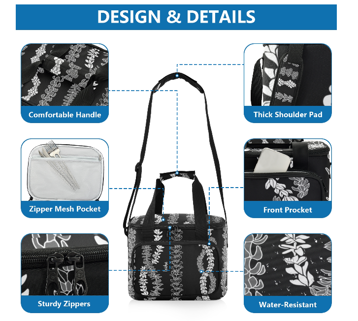 Insulated Cooler Bag - Premium Leak-Proof & Durable for Picnics, Beach Trips & Outdoor Adventures | Forever Lei 'Ele'ele