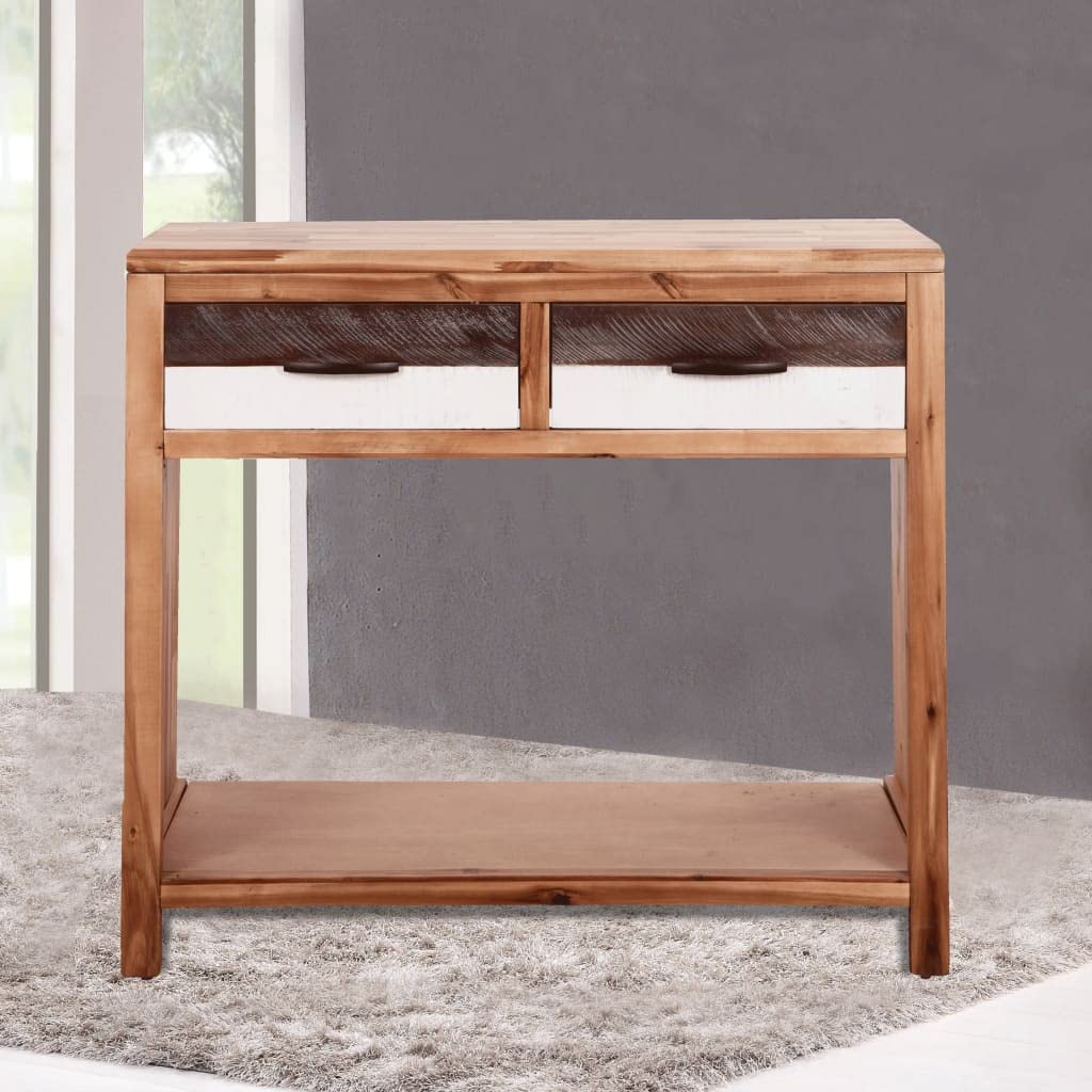 Modern Acacia Wood Console Table with Drawers - Entryway, Living Room, Bedroom Side Table - Multi-Functional for Home Office, Balcony & Coffee Table - Easy Assembly Solid Wood Furniture for Stylish Decor