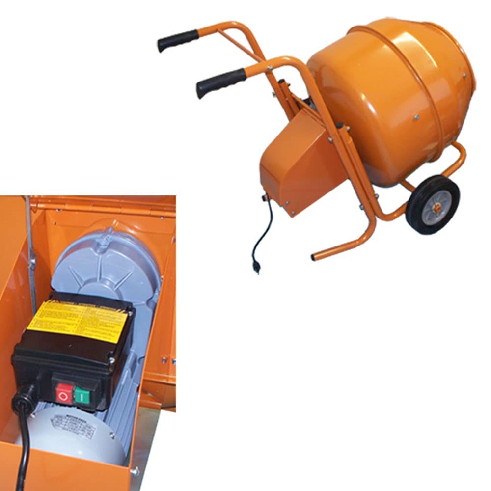 8 CU FT Wheelbarrow Portable Cement Concrete Mixer - Heavy Duty Construction, Gardening & DIY Projects for Home and Jobsite Use