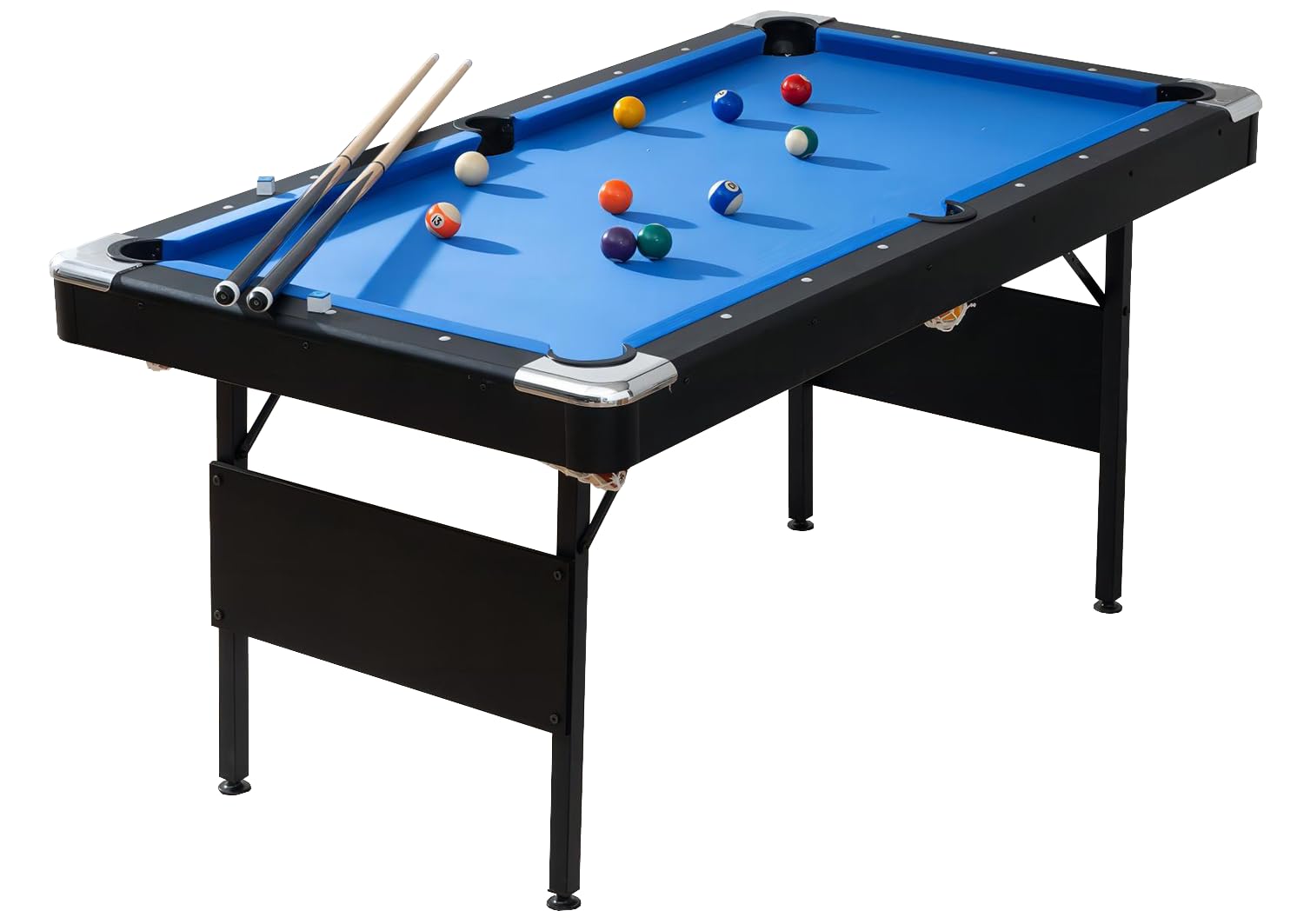 BOSTANA 5.5 ft Portable Foldable Pool Table Set with Balls, Cues, Chalks & Brush - Professional Billiard Table for Home Game Room, Kids & Adults - Perfect for Family Entertainment, Parties & Indoor Recreation
