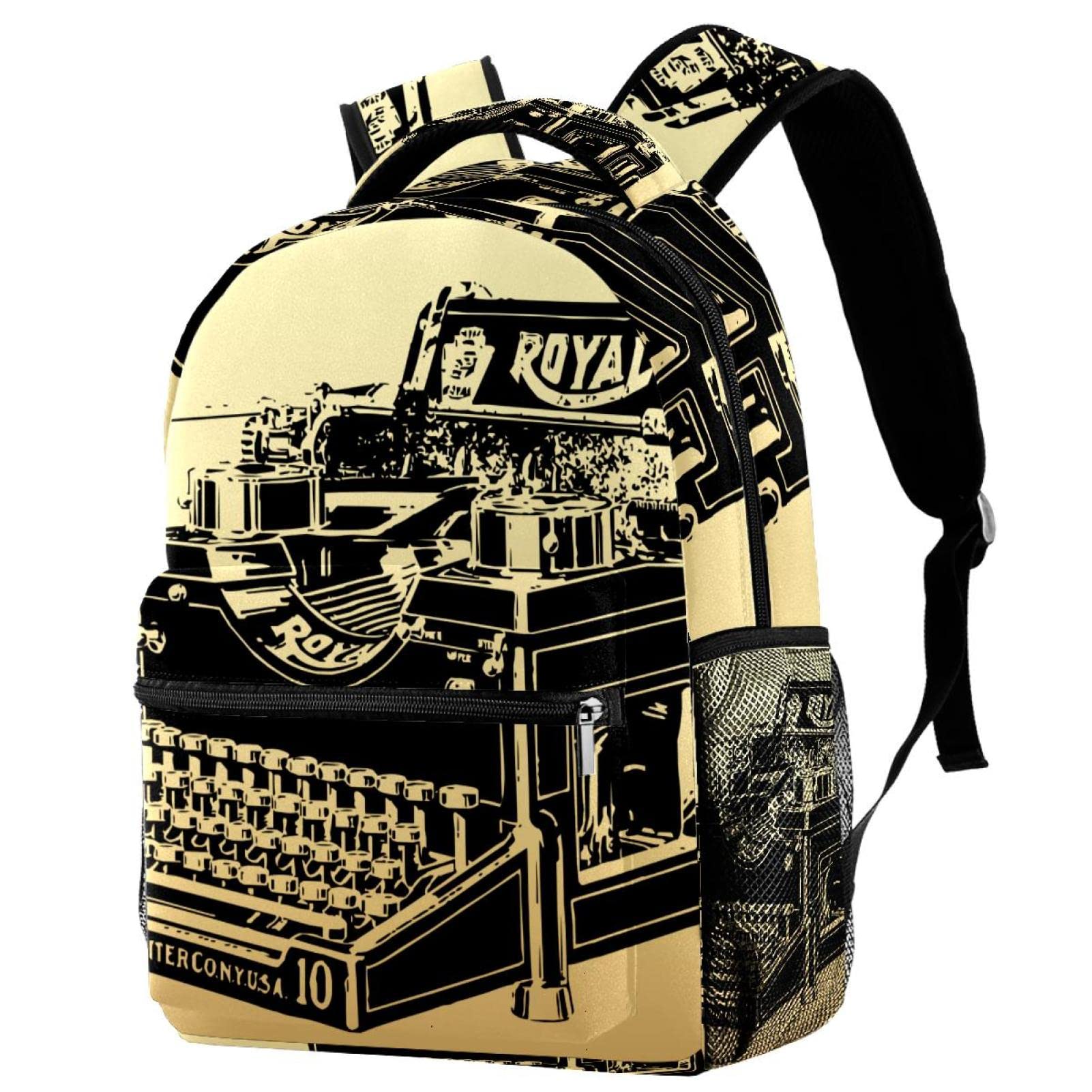 Royal Vintage Typewriter Backpack - Durable College School Bag for Students, Laptop Backpack with Shoulder Straps, Travel Tote Bag for Men & Women - Perfect for Campus, Commuting & Weekend Getaways