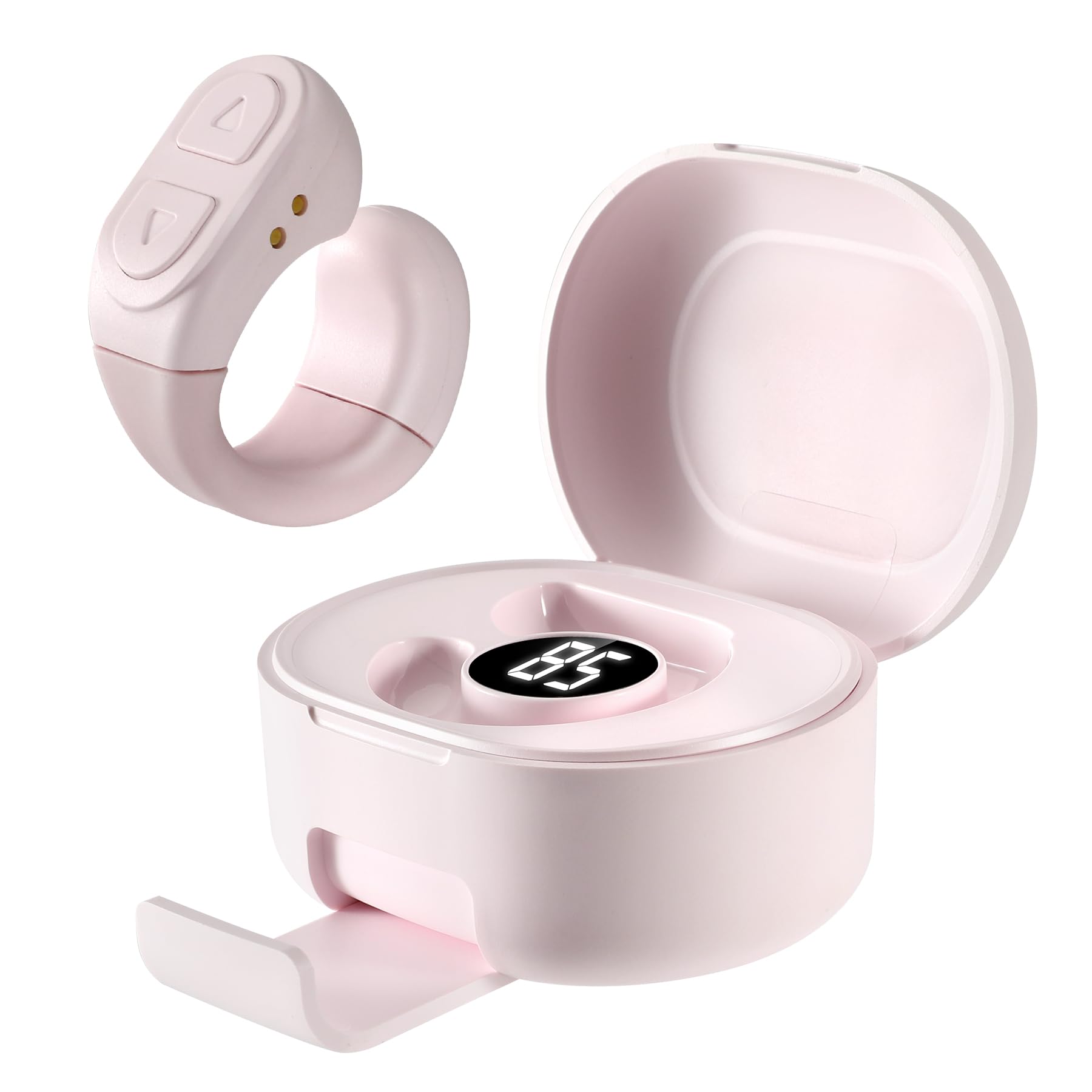 Upgrade Bluetooth Scrolling Ring - TikTok Remote Control with Stand, Wireless Camera Shutter for iPhone iPad iOS Android - Perfect for Social Media, Live Streaming & Photography (Pink)
