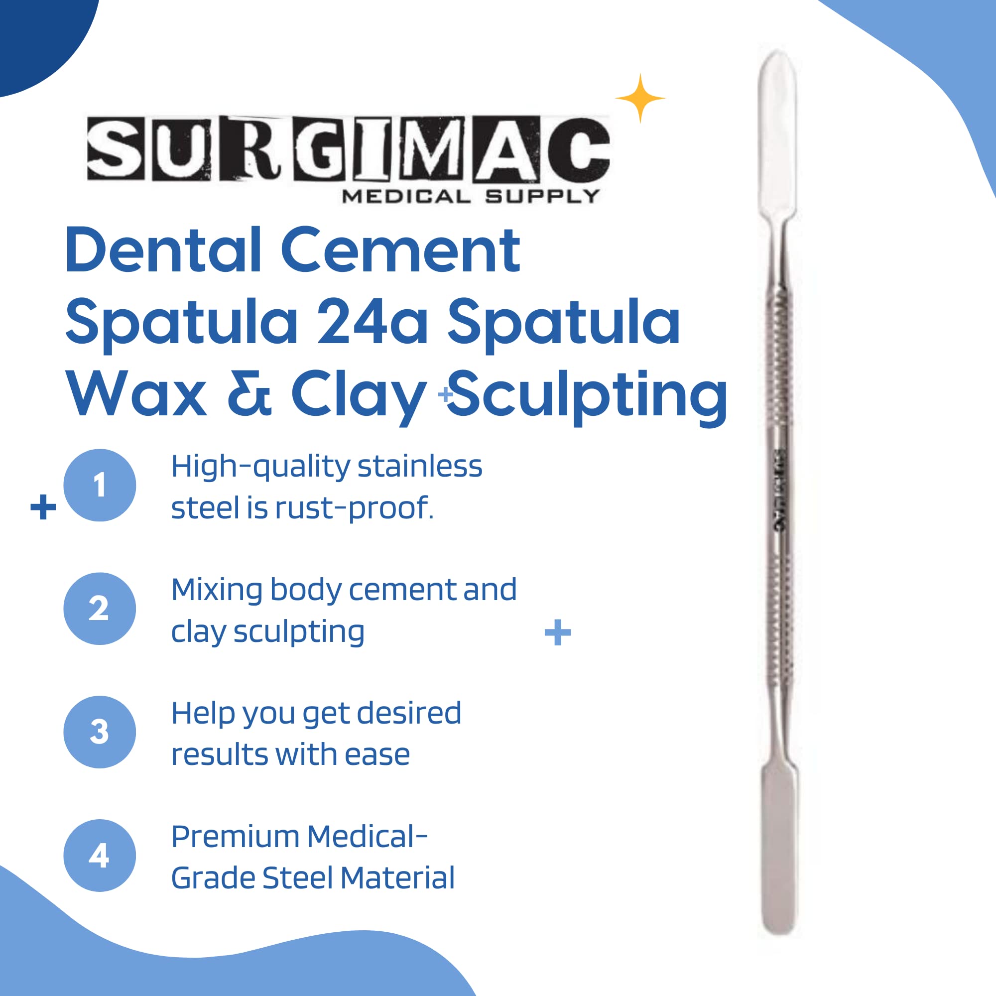 Dental Cement Spatula 24A - Professional Restorative Filling Tool for Wax & Clay Sculpting | Ideal for Dental Labs, Ceramics, and Art Projects