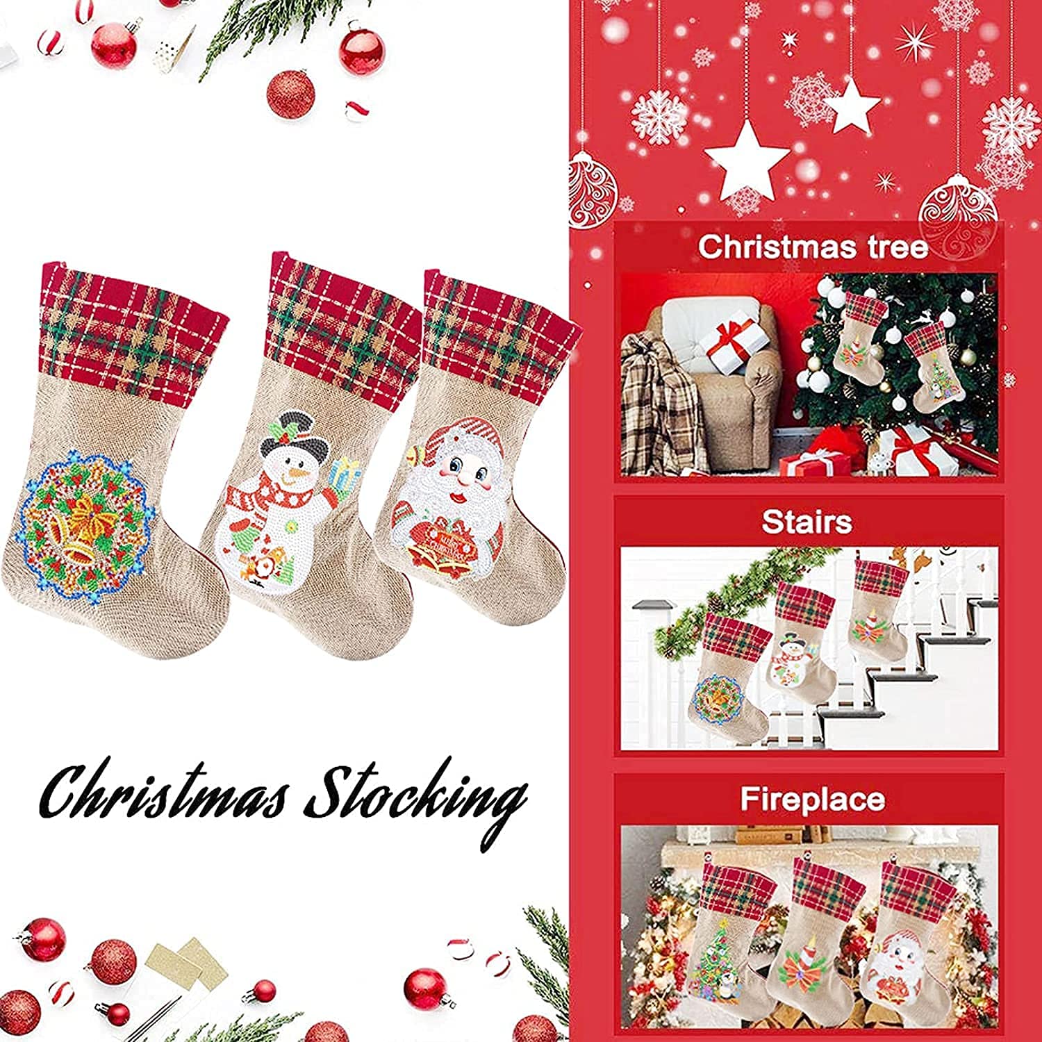 5D Diamond Painting Christmas Stockings Kit - DIY 14 Inch Holiday Penguin & Tree Design for Fireplace Decor, Xmas Party, Family Gifts & Festive Home Decoration | Perfect for Christmas Crafting, Gift Giving & Seasonal Celebrations