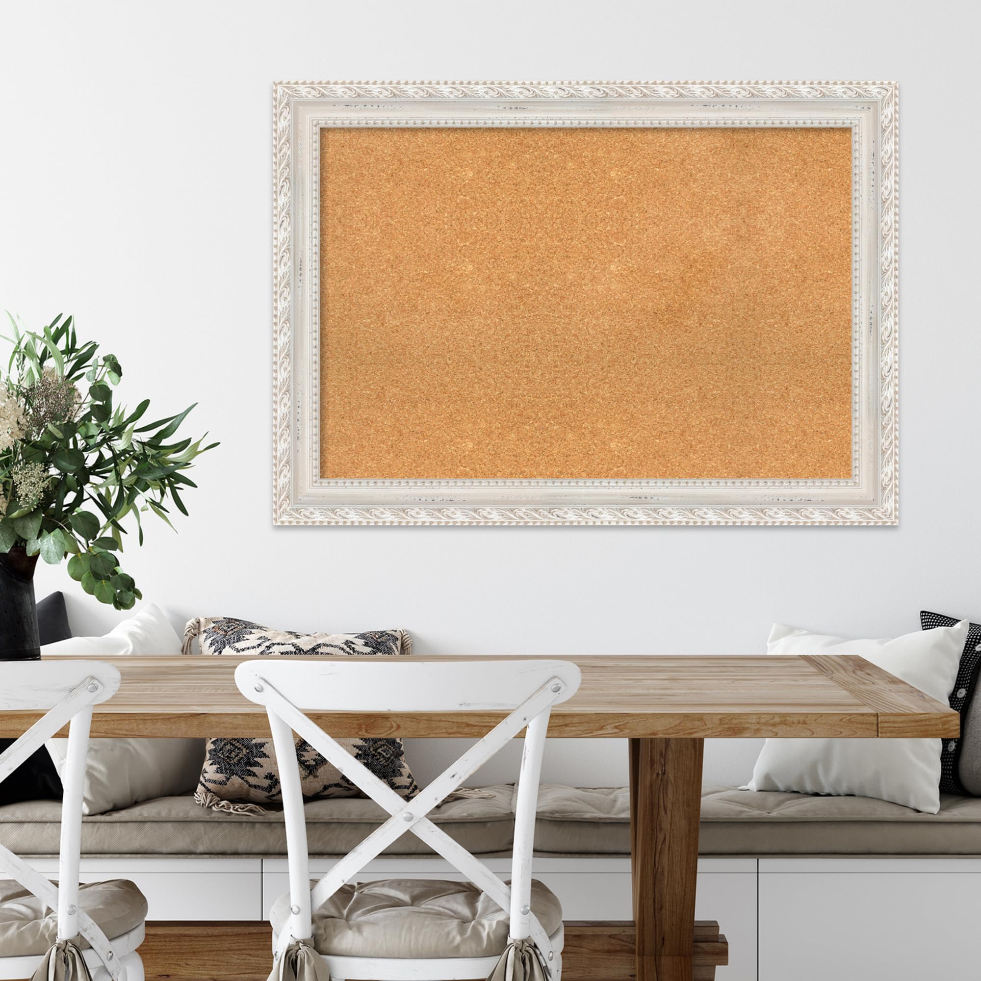 Amanti Art 30x42 Inch Natural Cork Board with White Wood Frame - Large Vision Board & Office Decor for Home Organization - Pinboard for Displaying Photos, Notes & Memories - Perfect for Home, Office & Classroom Use