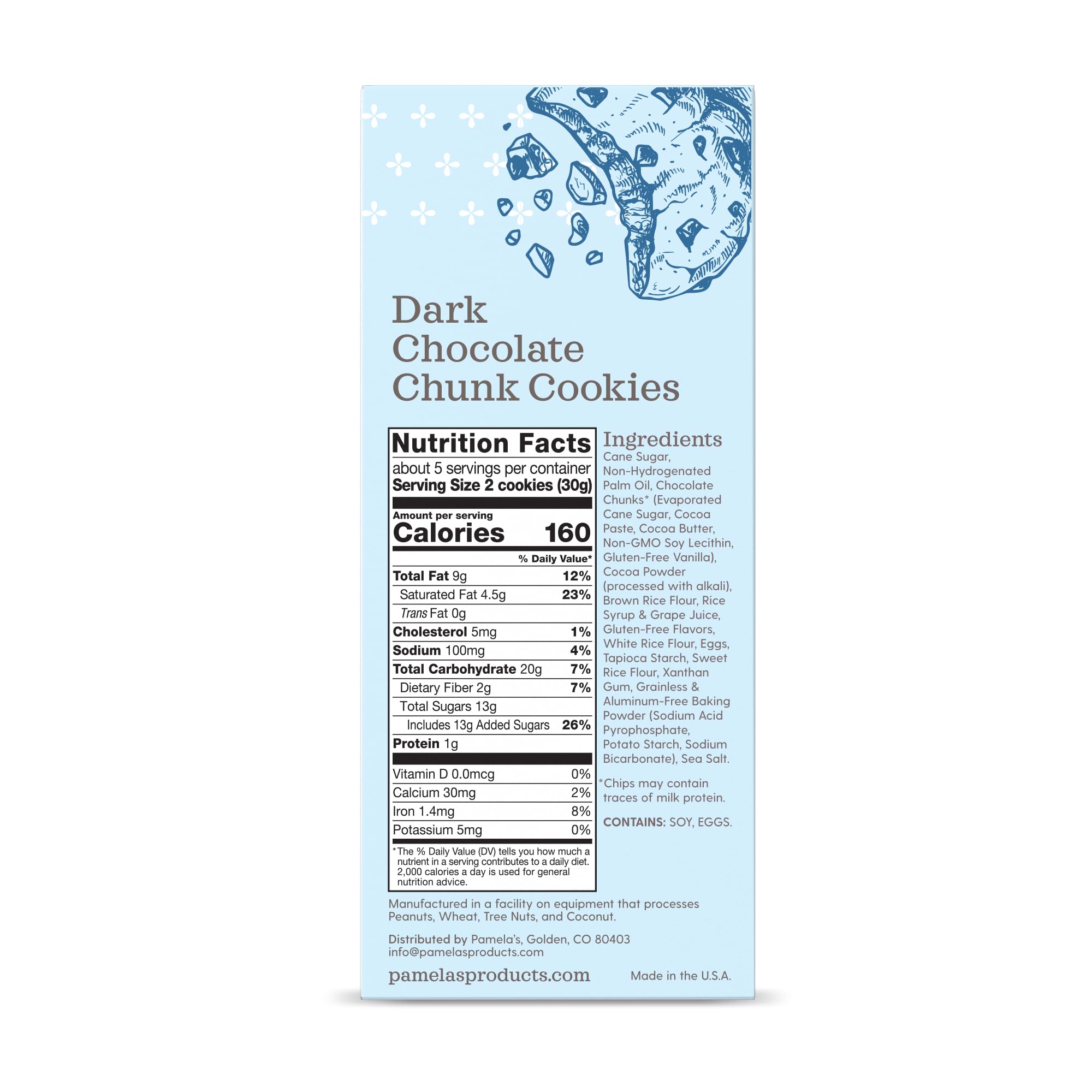 Pamela's Gluten Free Dark Chocolate Chunk Cookies - 6 Pack (6.25 oz Each) | Organic, Vegan & Delicious Snacks for School, Office & Travel