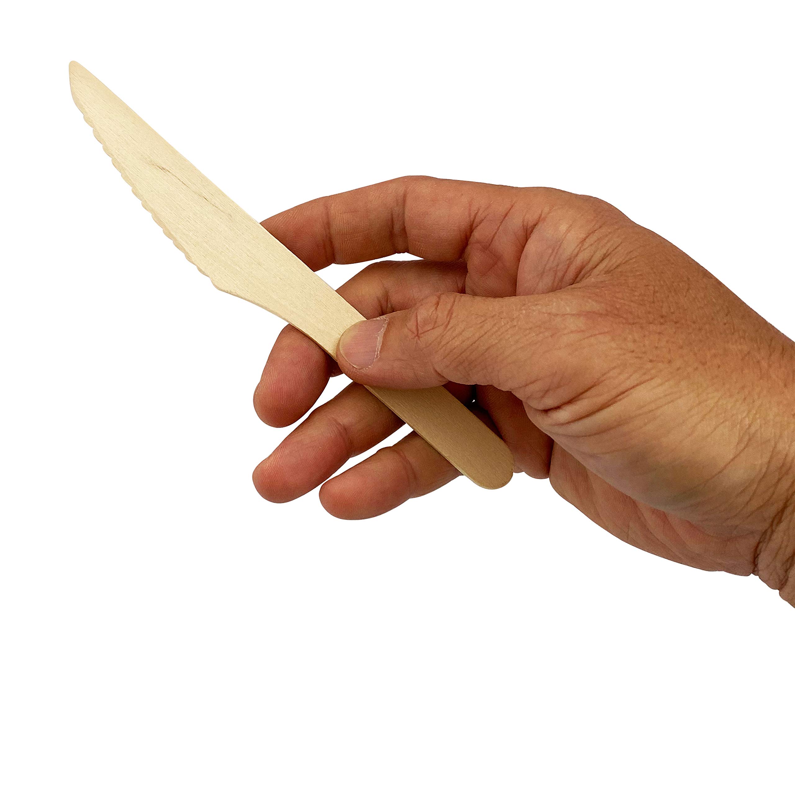 **KingSeal 4,000 Count FSC Certified Disposable Wooden Knives - Biodegradable & Eco-Friendly Cutlery Set (6 Inch) - Bulk Pack (40 Packs x 100 Knives) for Parties, Picnics, Catering & Restaurants**