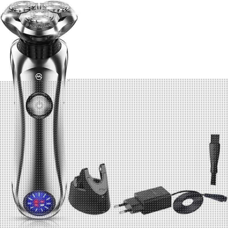 Premium Men's Electric Shaver - Wet/Dry Rechargeable Rotary Razor with Smart Cleaning System | 600mAh Lithium Battery | Black Metallic Finish | Perfect for Travel & Daily Shaving at Home/Office