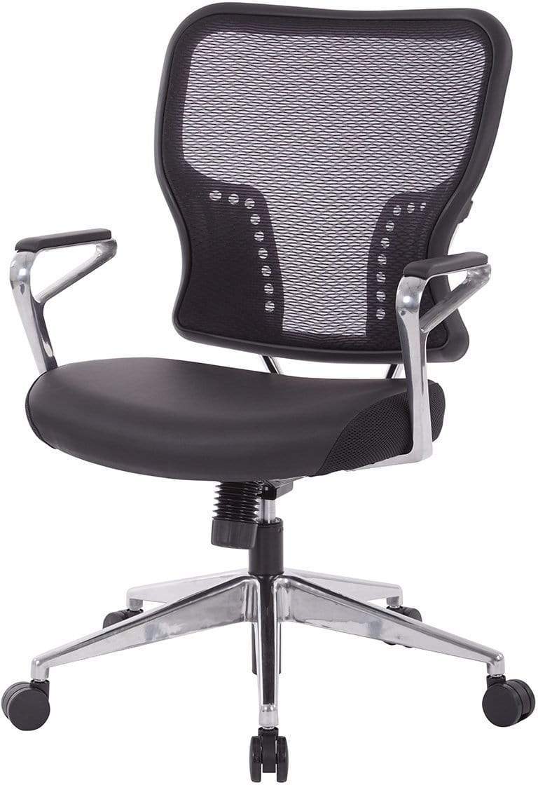 Ergonomic Air Grid® Back Office Chair with Padded Bonded Leather Seat - Adjustable Height & Lumbar Support for Home & Office Workspaces - Model 213 E37P91A7